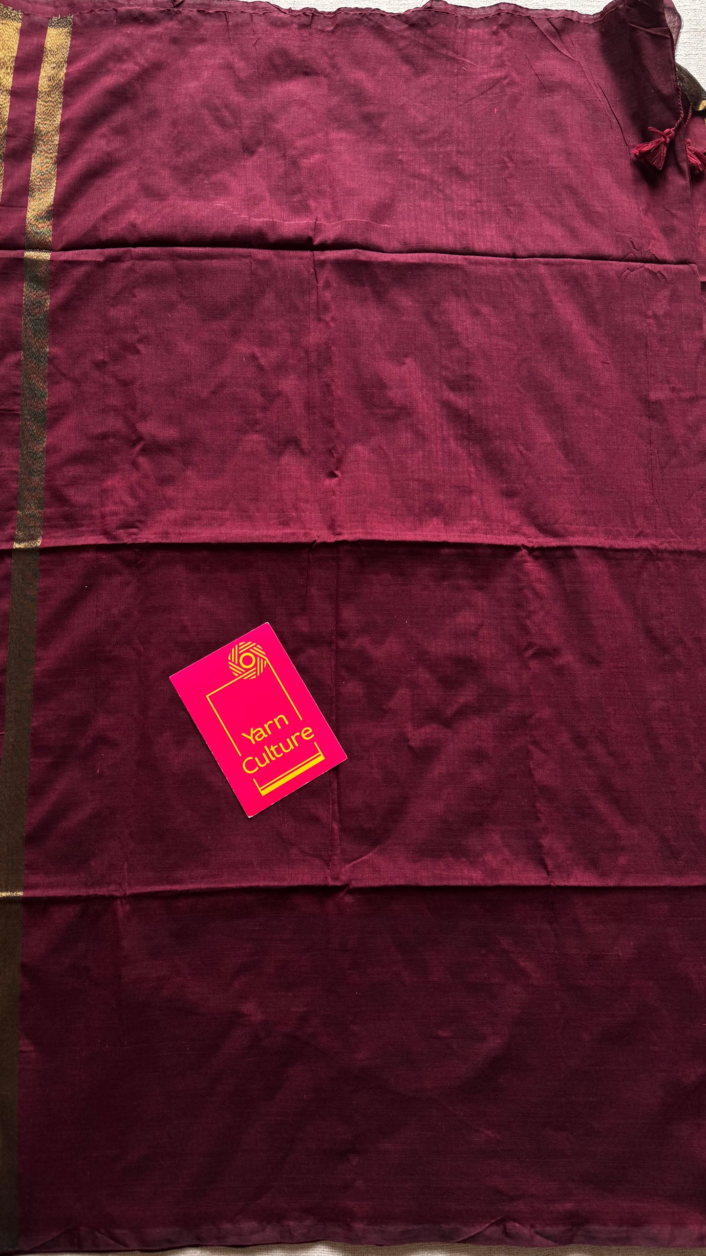 Maroon khadi with antique gold pallu - YCBCKZPSE05