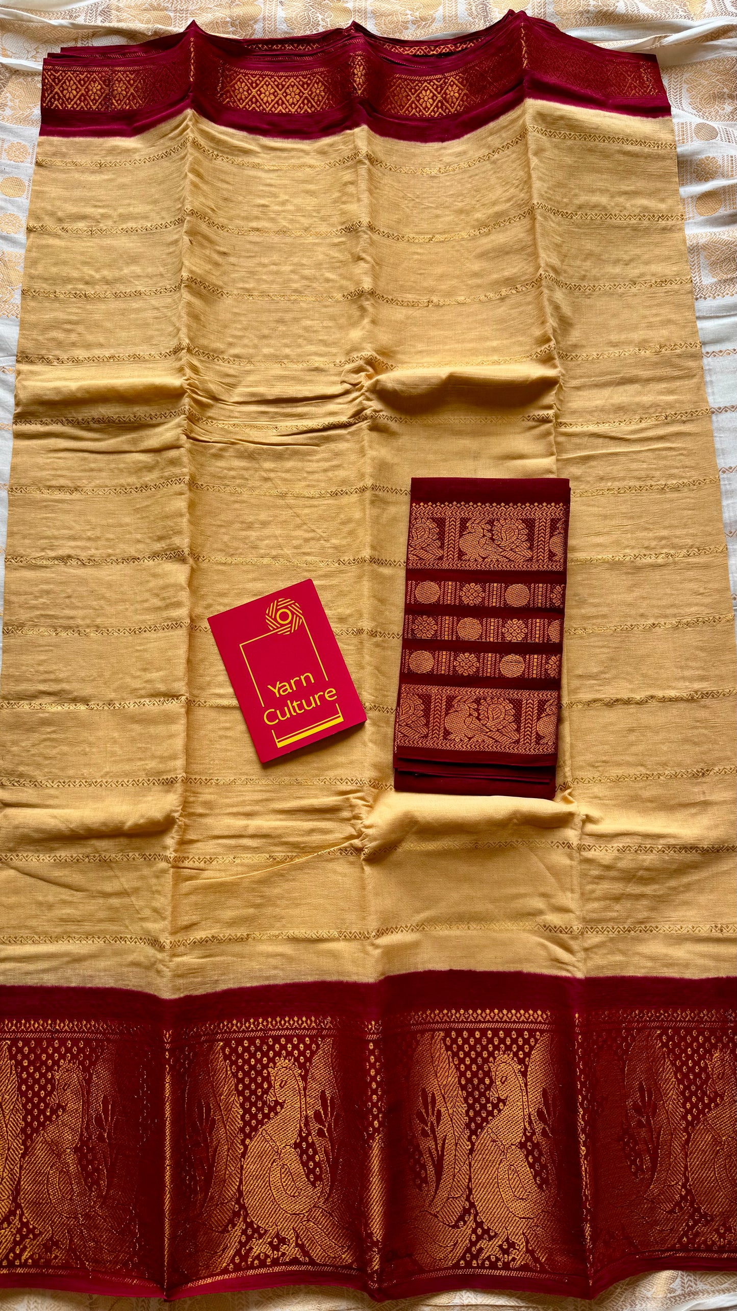 Sandal with red contrast wide border sungudi, kattuchayam dyed madurai cotton - YCIEON92