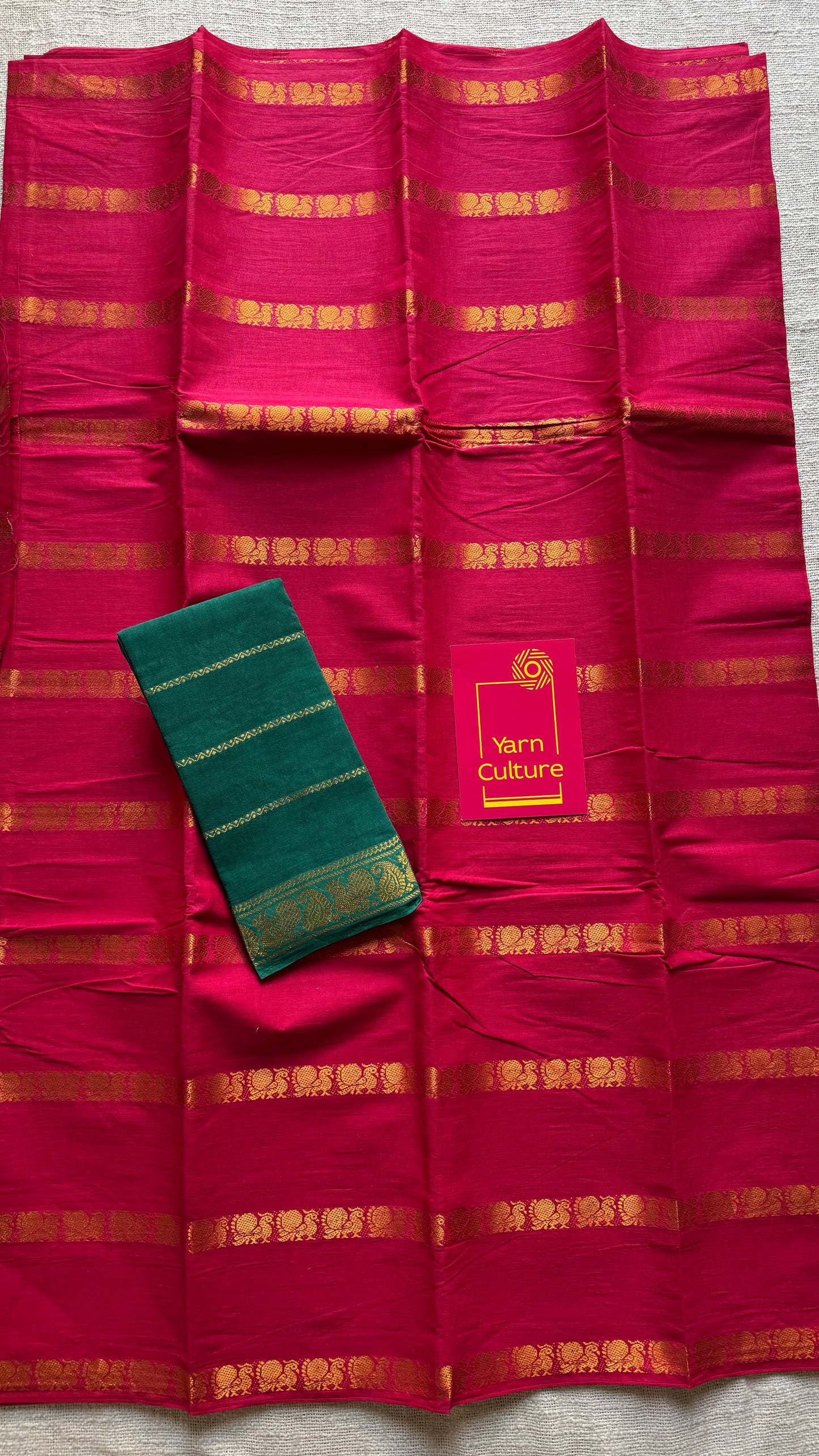 Bright red, peacock motif sungudi cotton - YCCOTNGJJA224