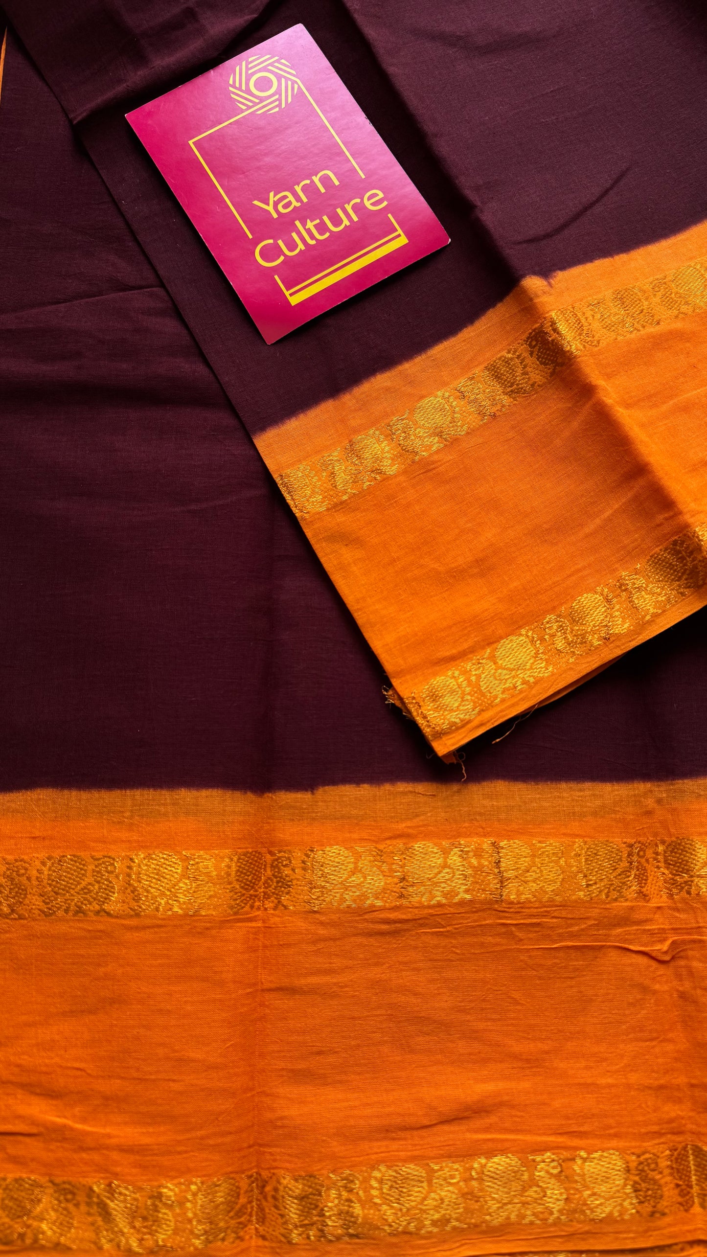 Maroon with light orange rettaipettu peacock double border, madurai soft cotton - YCCOTNMSAP205