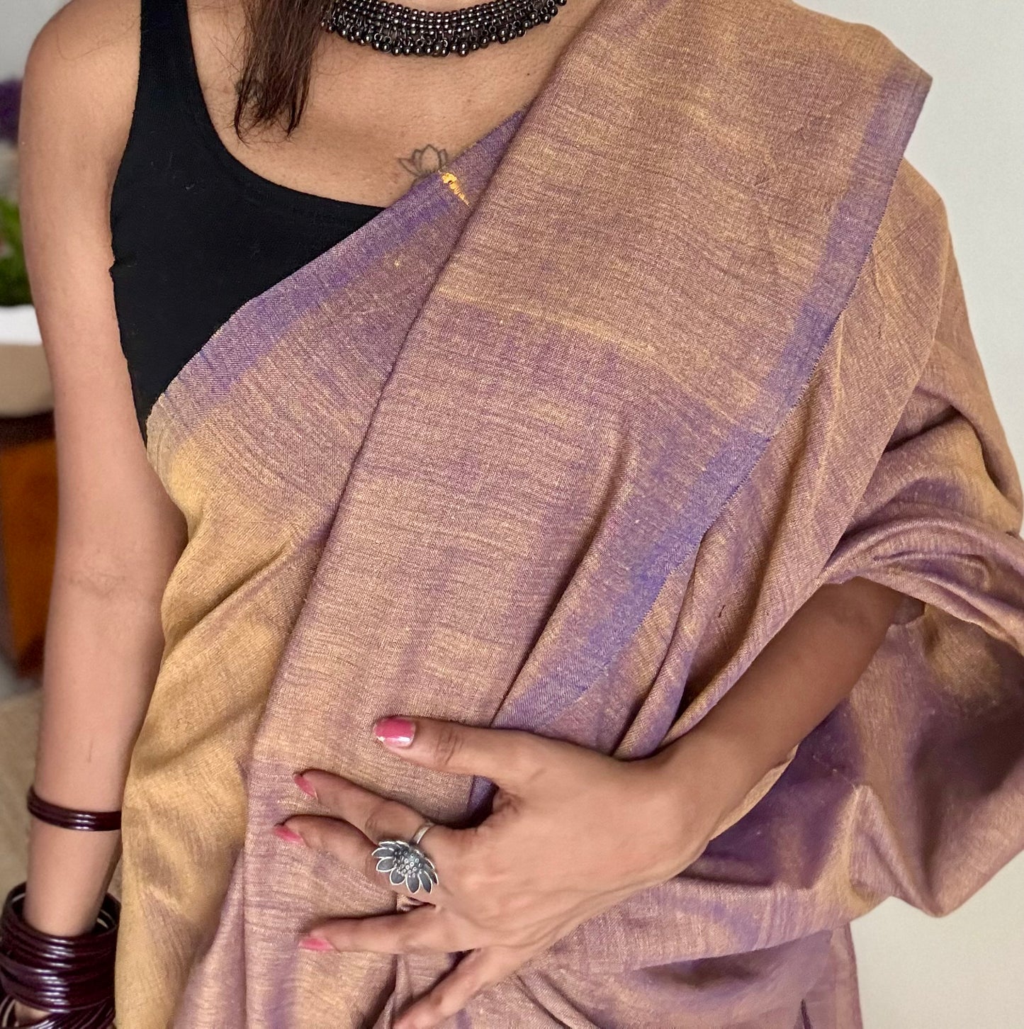 Light brownish pink soft cotton saree  - YCBCKCAP23