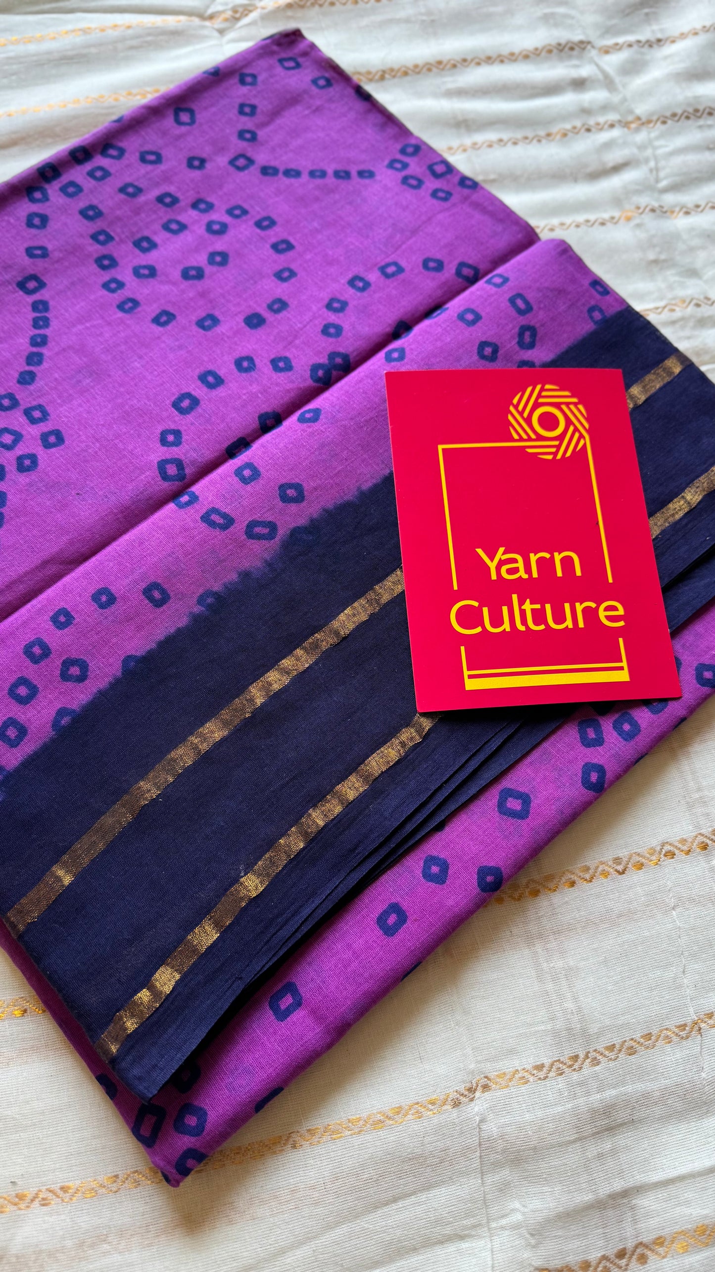 Purple with dark blue contrast, kattuchayam dyed madurai cotton saree - YCCOTNMA237