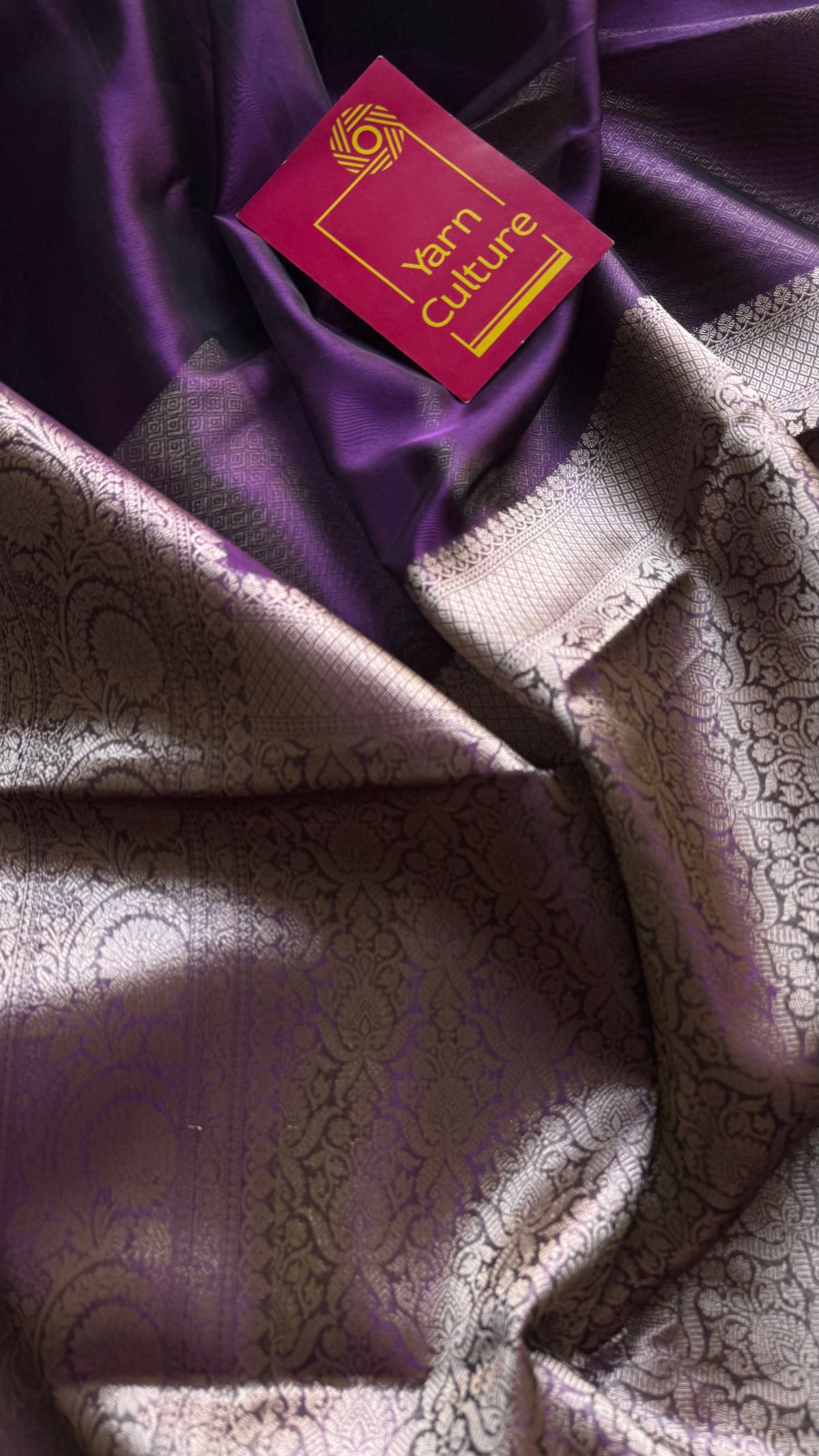Purple tissue Banarasi saree with zari border - YCBLTOC89