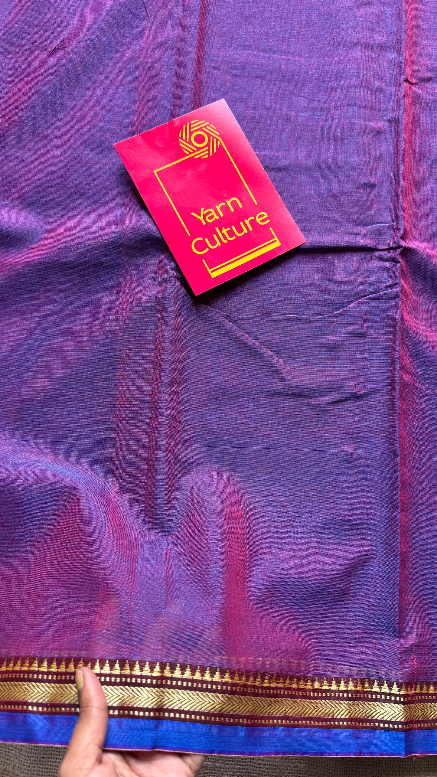 Purple pink with blue border narayanpet saree, soft cotton - YCWOTDNPFE28