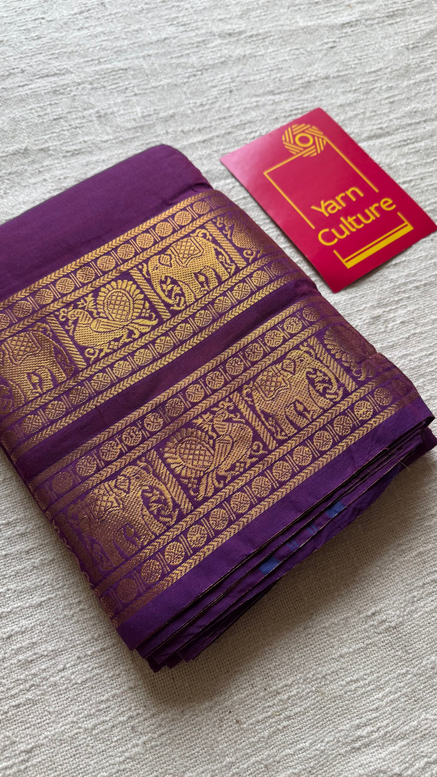 Kanchi cotton saree, purple pink with wide zari border - YCCOTNAP89