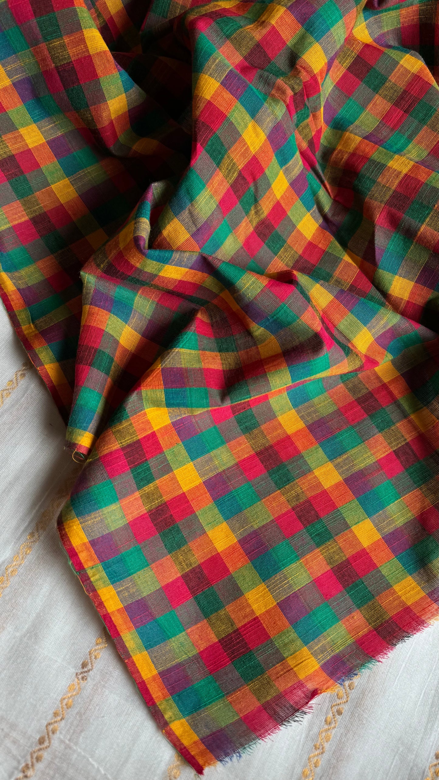 Multicoloured Madras Checks in Pure Cotton Fabric - YCSEFB03