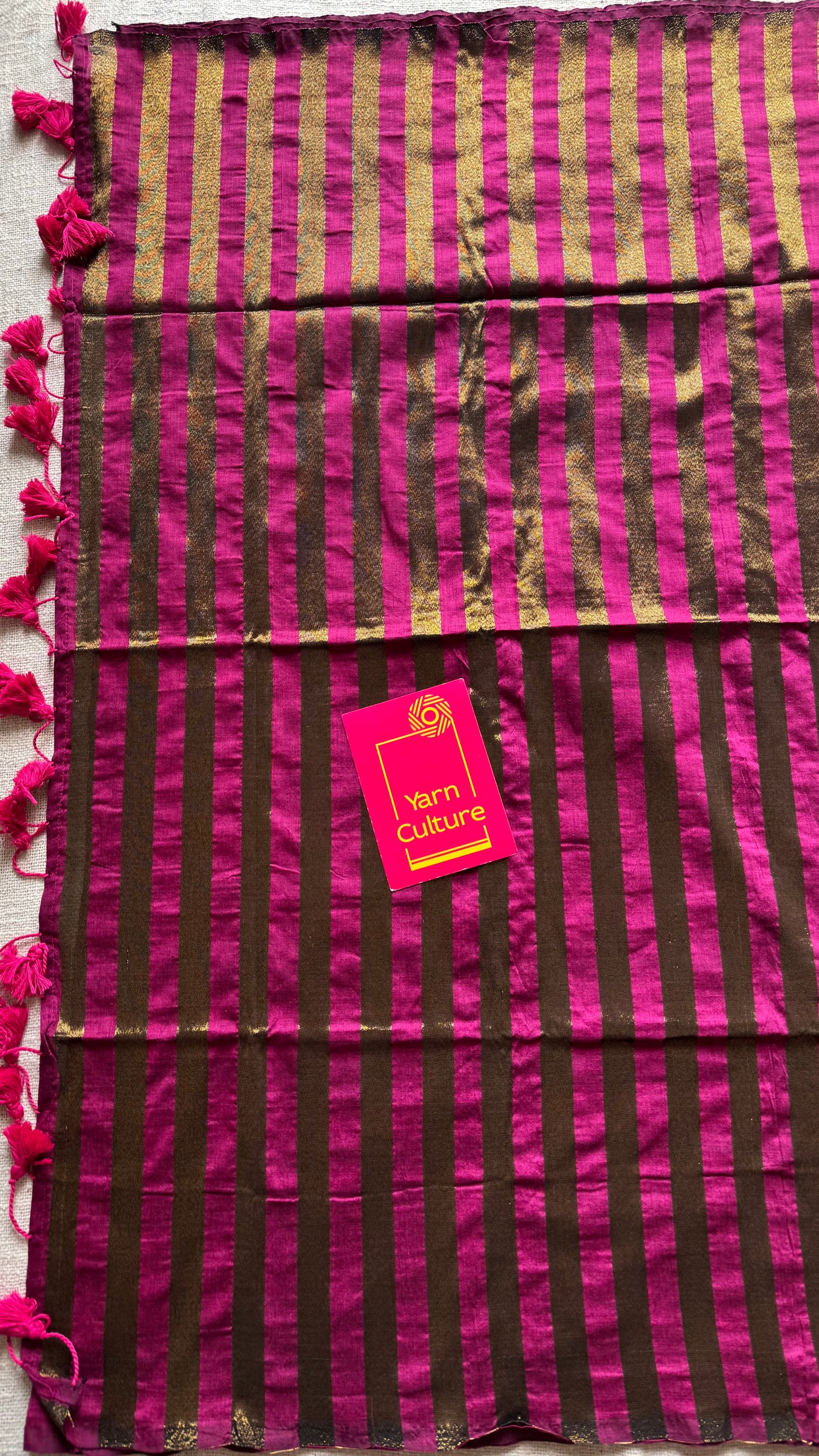 Berry pink khadi with antique gold pallu - YCBCKZPSE07