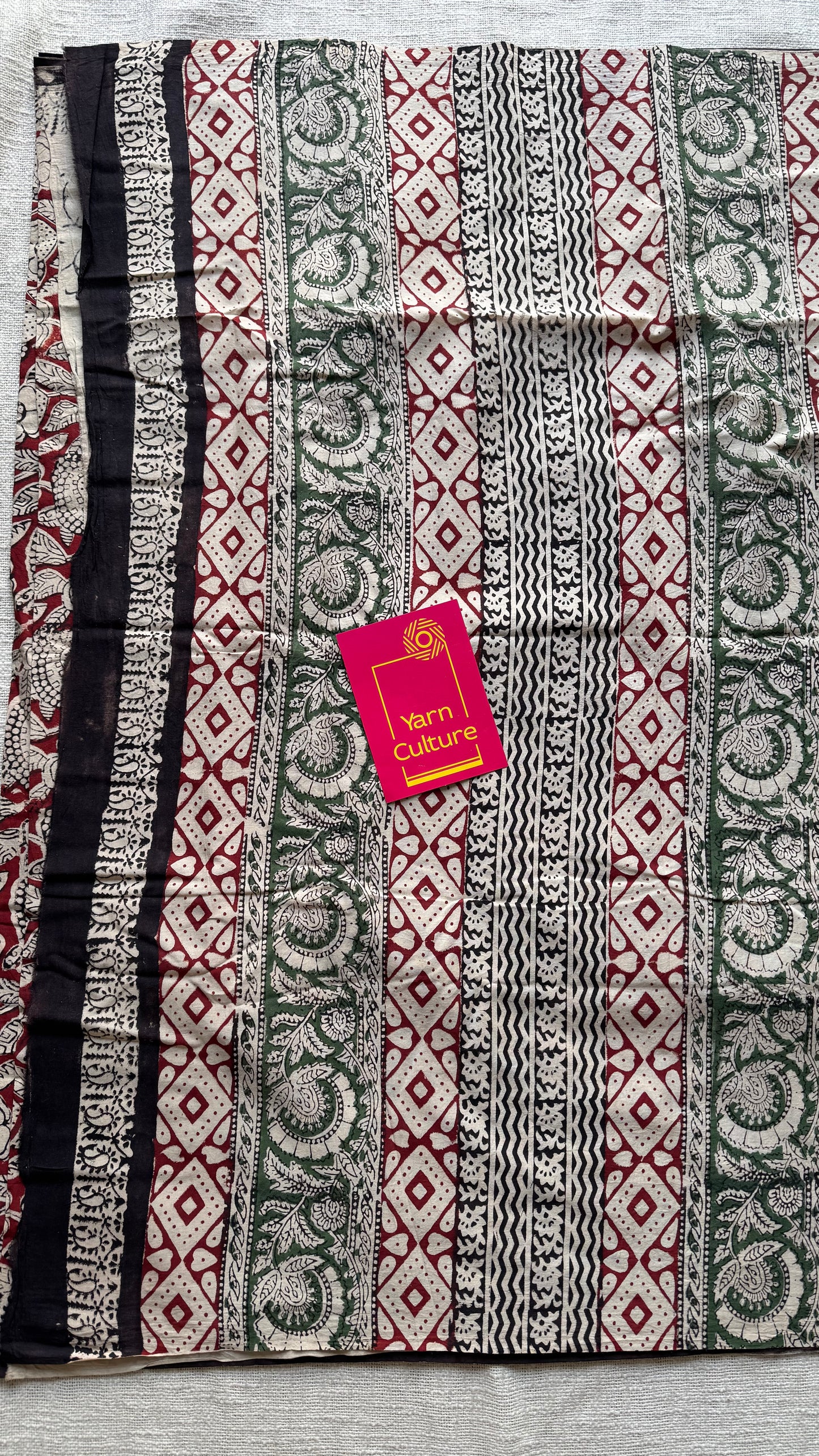 Kesar - a warm red with floral motifs, block print, soft cotton - YCWOTDNOBP90