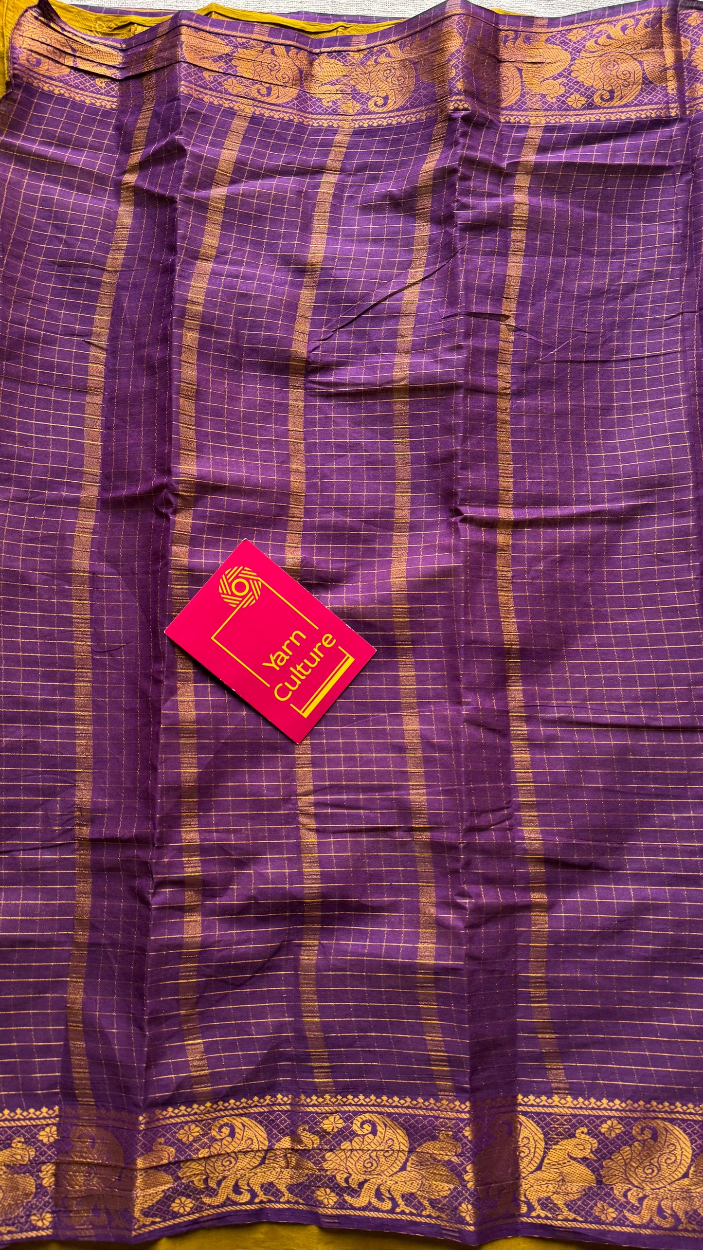 Purple with light green, sungudi cotton half-half saree - YCCOTNMSFE357