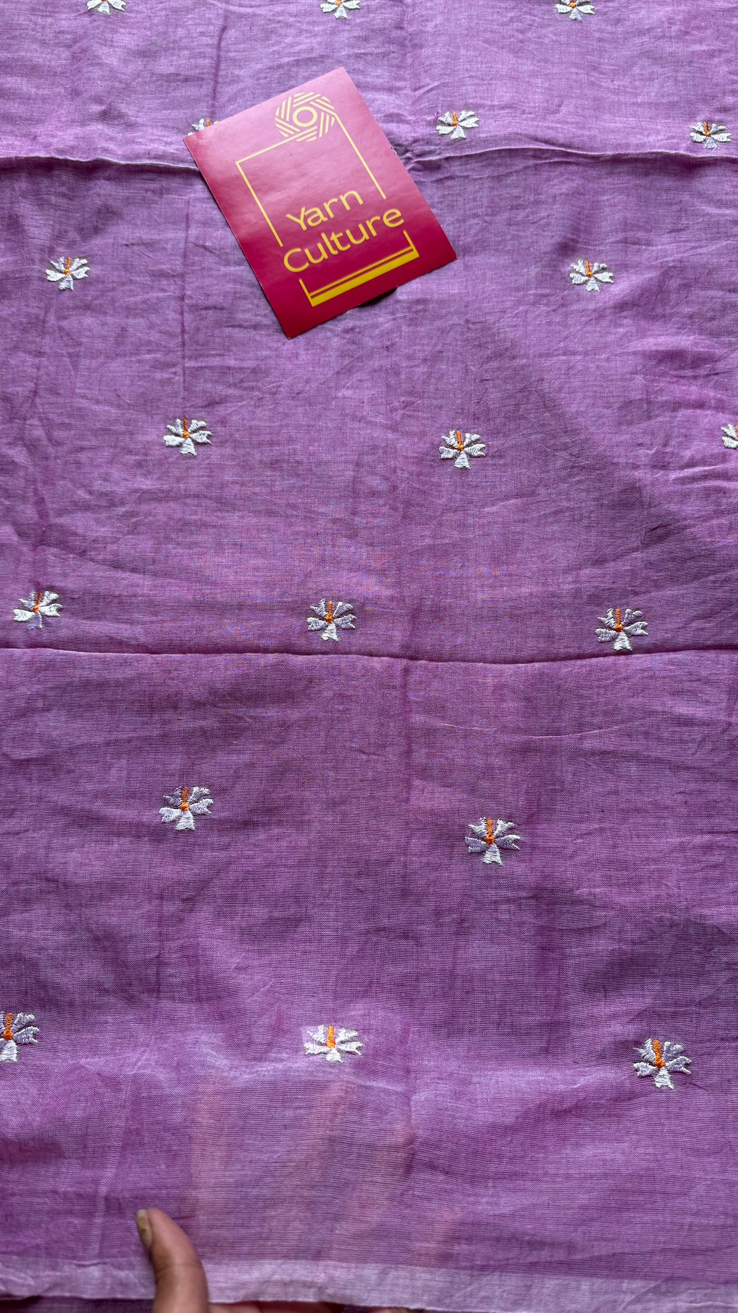 Mauve pink parijat mul cotton saree  - YCBCMCAP33