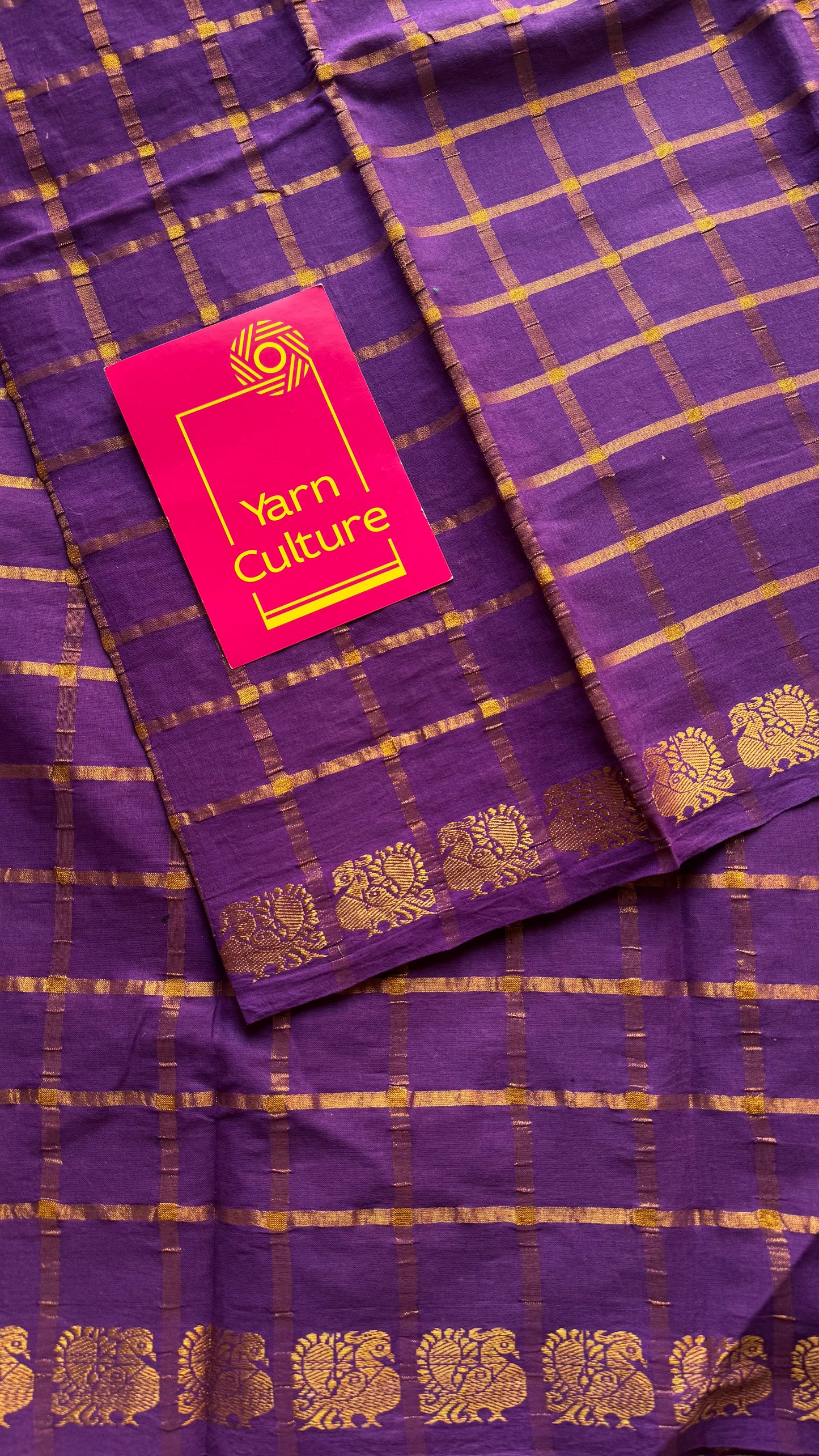 Purple pavithra kattam kattuchayam dyed madurai cotton saree - YCCOTNMSFE140