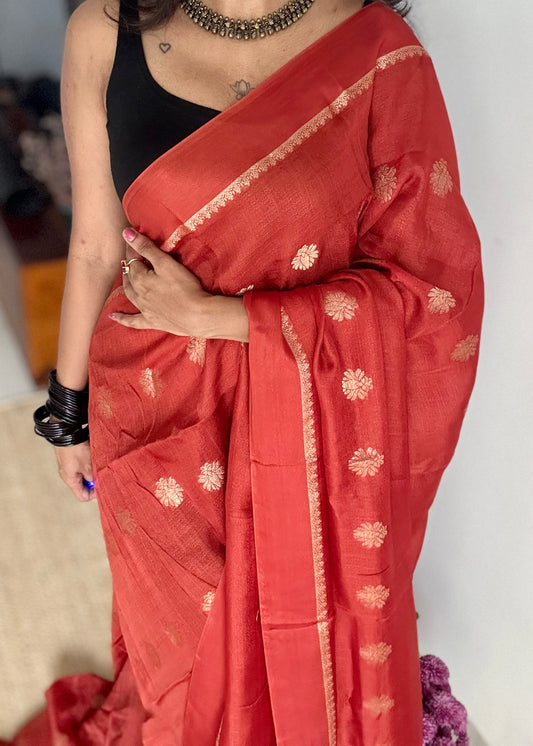 Burnt orange in khadi silk, YCDOSFE16