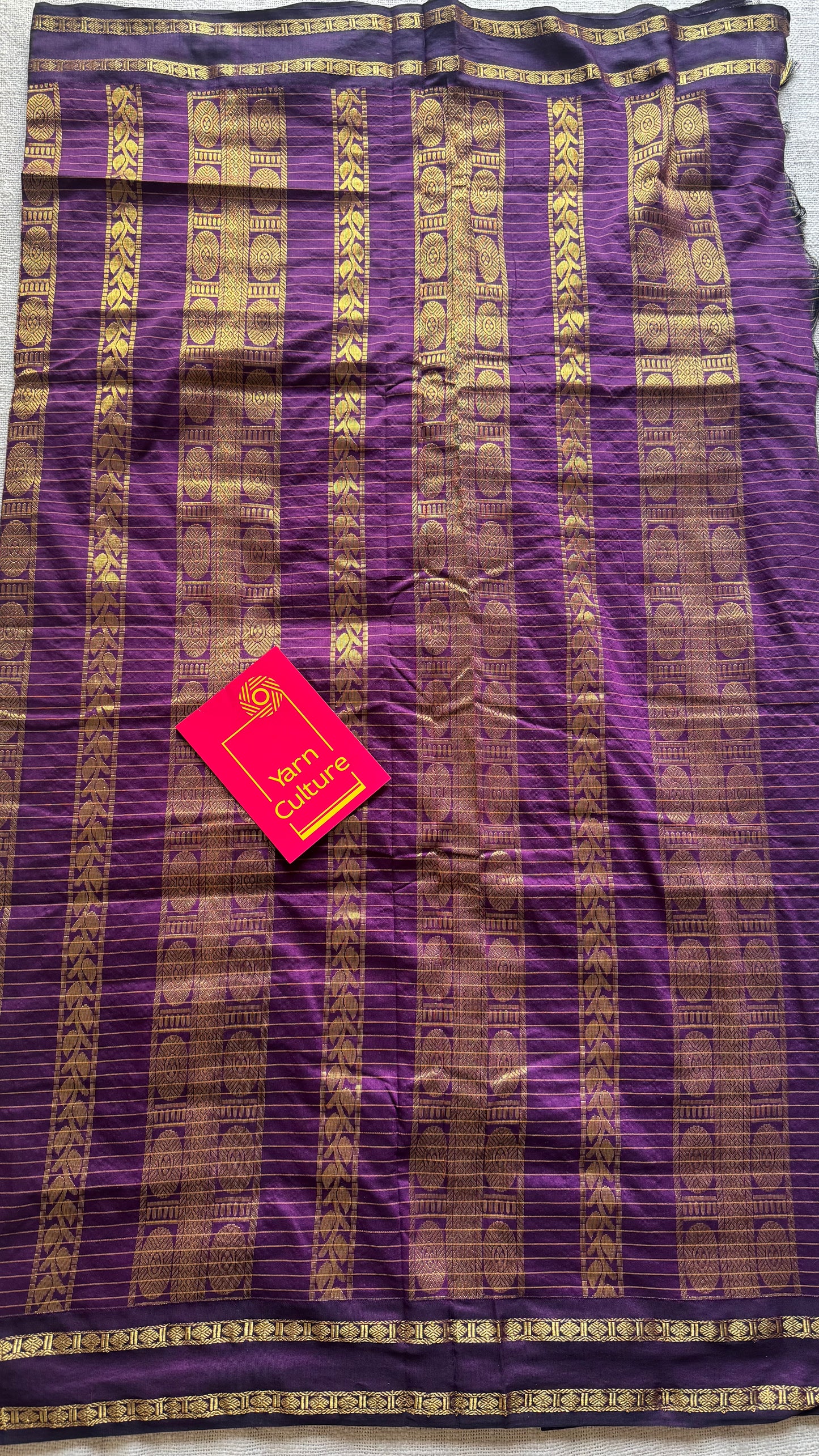 Orange with wine contrast arani checkered saree, cotton silk - YCCOTNKCFE68