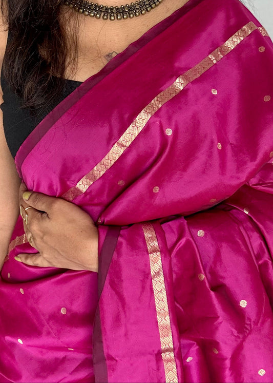 Magenta single zari line kanchi semi silk saree - YCSOKSSFE43