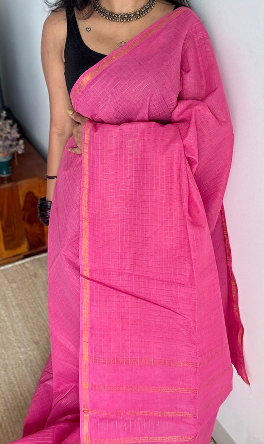 Pink mini kattam sungudi, madurai cotton- YCMCMCS02