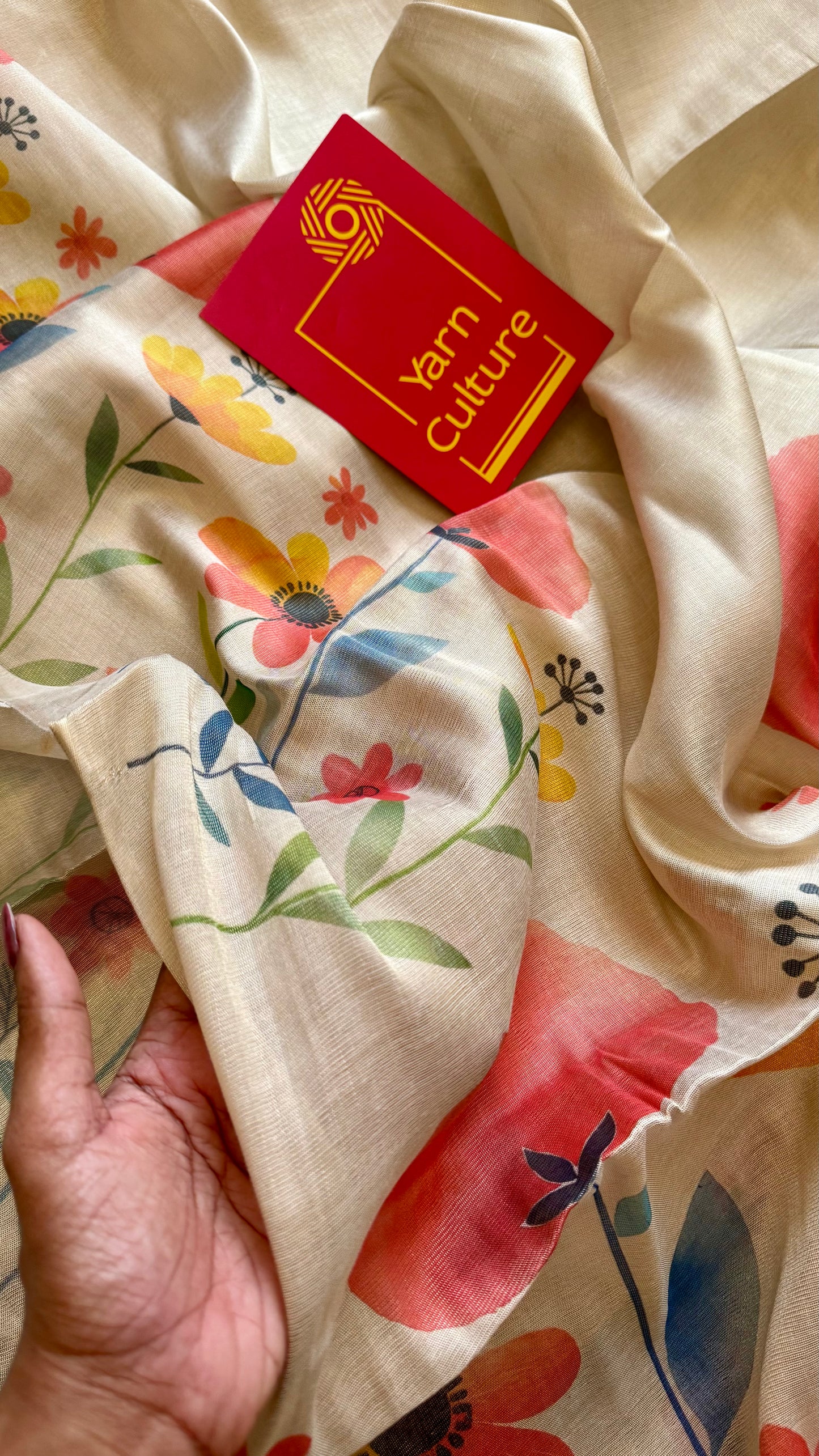 Sandal soft semi tissue saree, multicoloured floral prints - YCIEON82