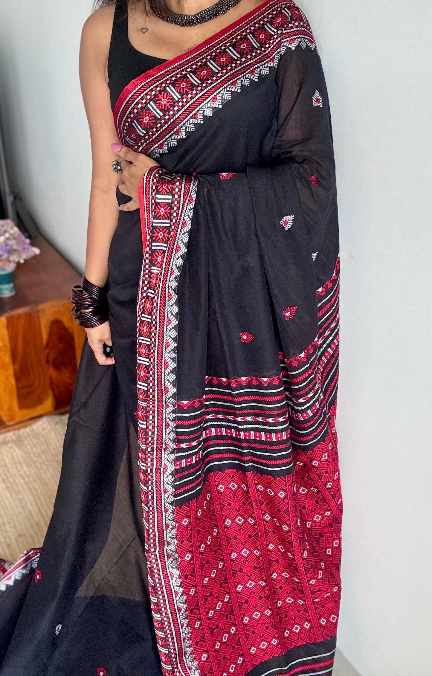 Banshori (বাঁশৰী) - Flute, evoking harmony and melody in the balance of colors, soft cotton - YCHOTEAJA207