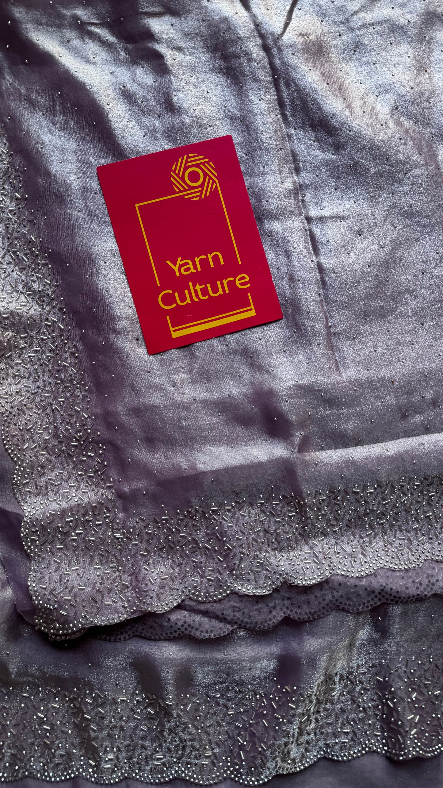 Lavender Drip - lavender metallic dual tone space silk, jarkhan stone work - YCDOSNO40