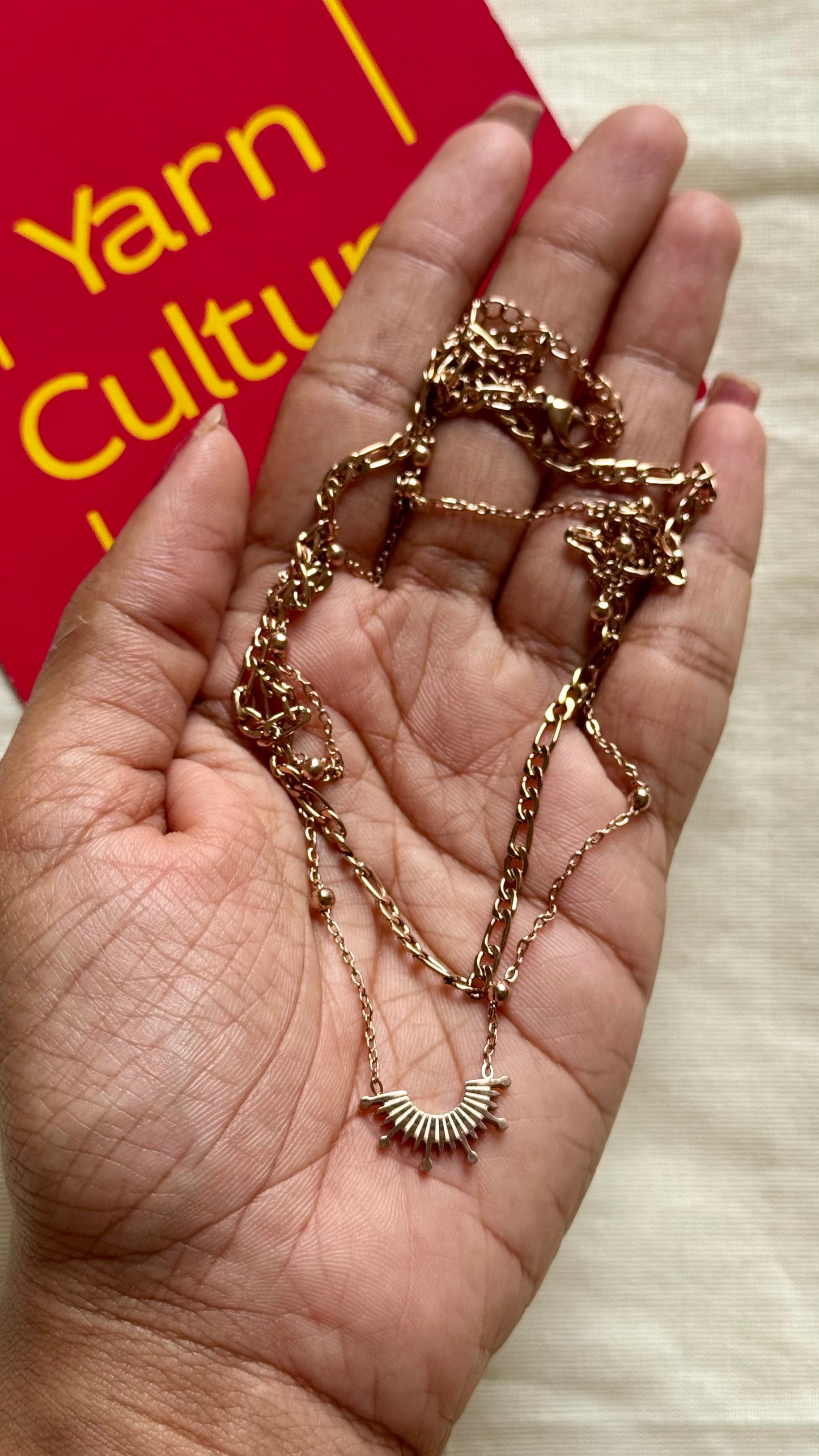 Rose gold plated double layered chain - YCGPC397