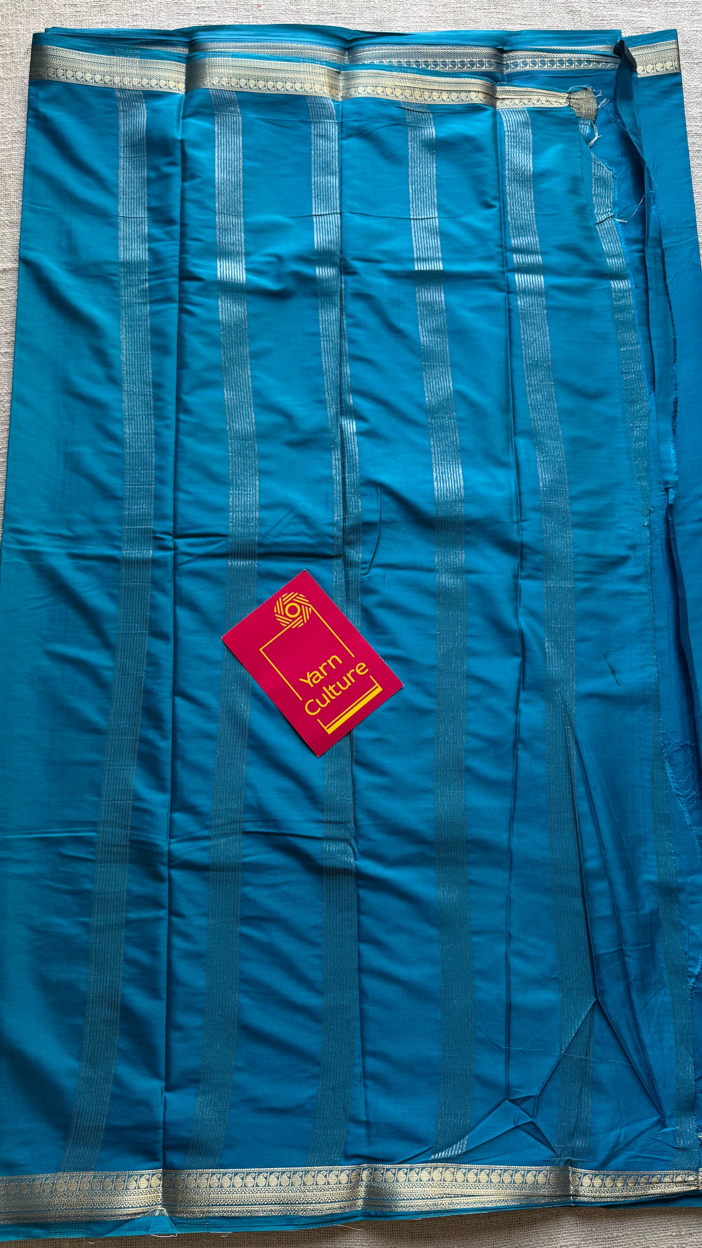 Aqua blue Mysore semi crepe silk saree - YCLOKFE237