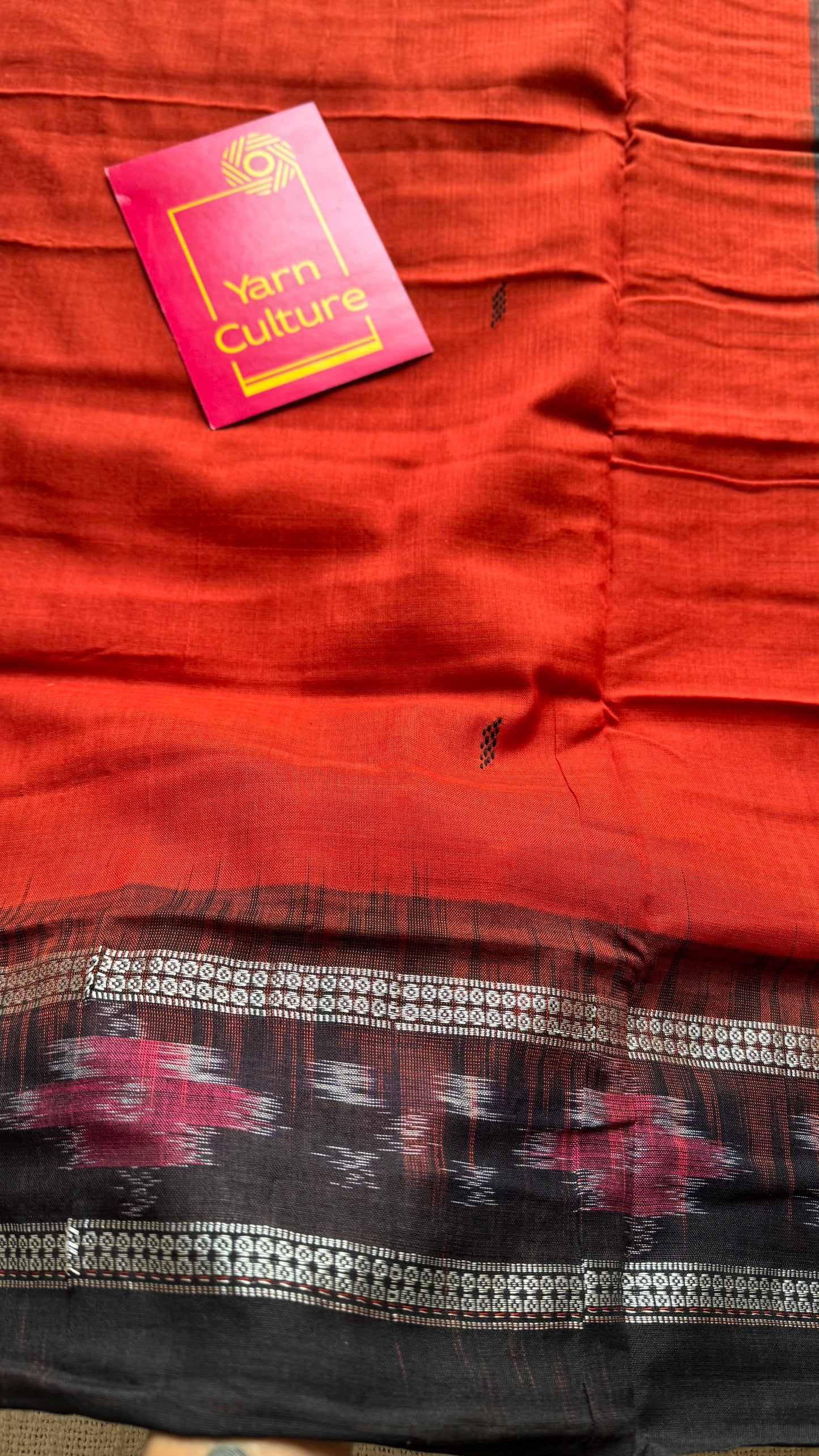 Palasha - brick red Sambalpuri handloom cotton - YCHOTESJA204