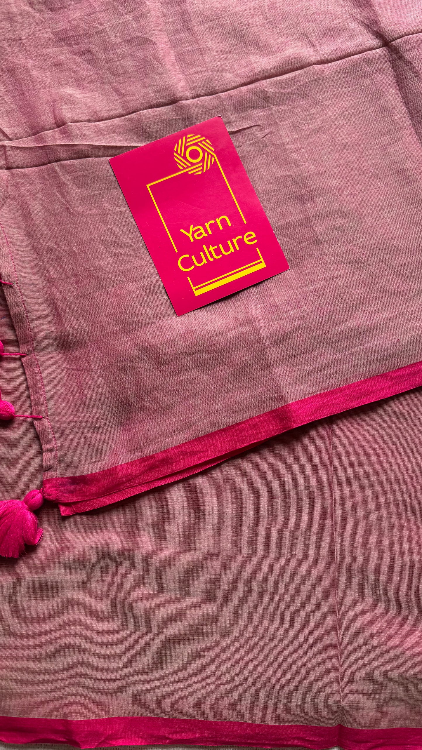 Mauve with pinkish red border mul cotton saree - YCBCMCFE229