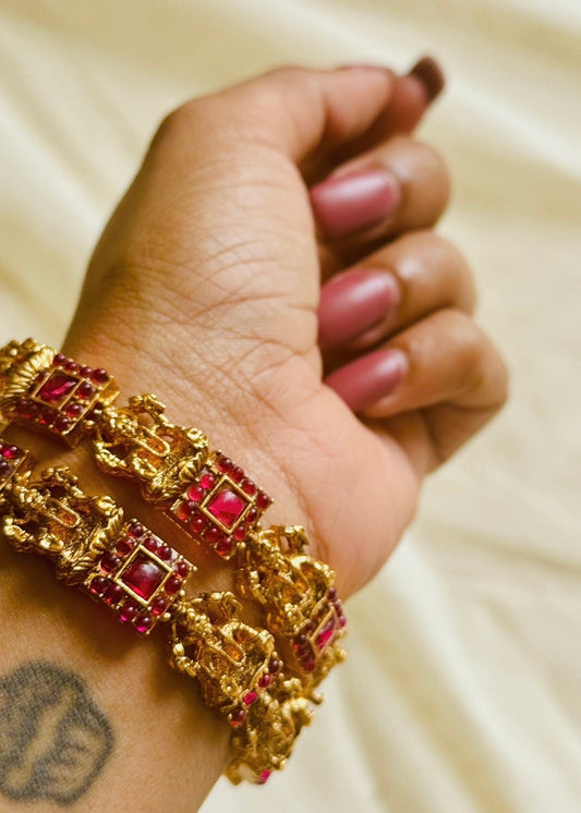 Ruby stone bangles, set of 2, size 2.6 - YCGPBA816