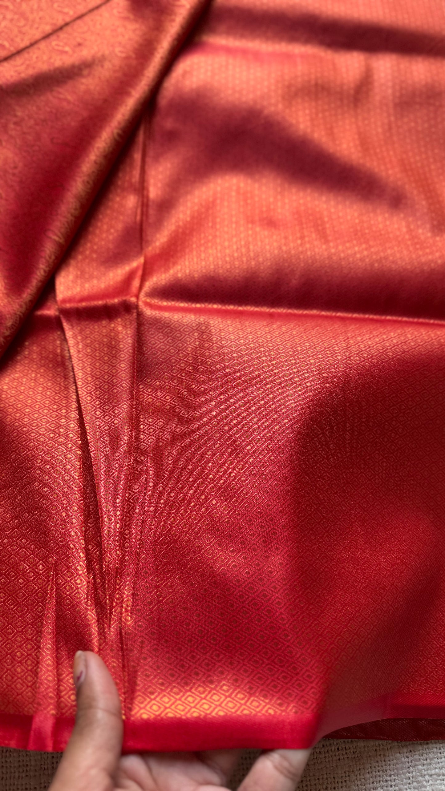 Red, antique gold zari, semi-silk - YCDOSOCSS06