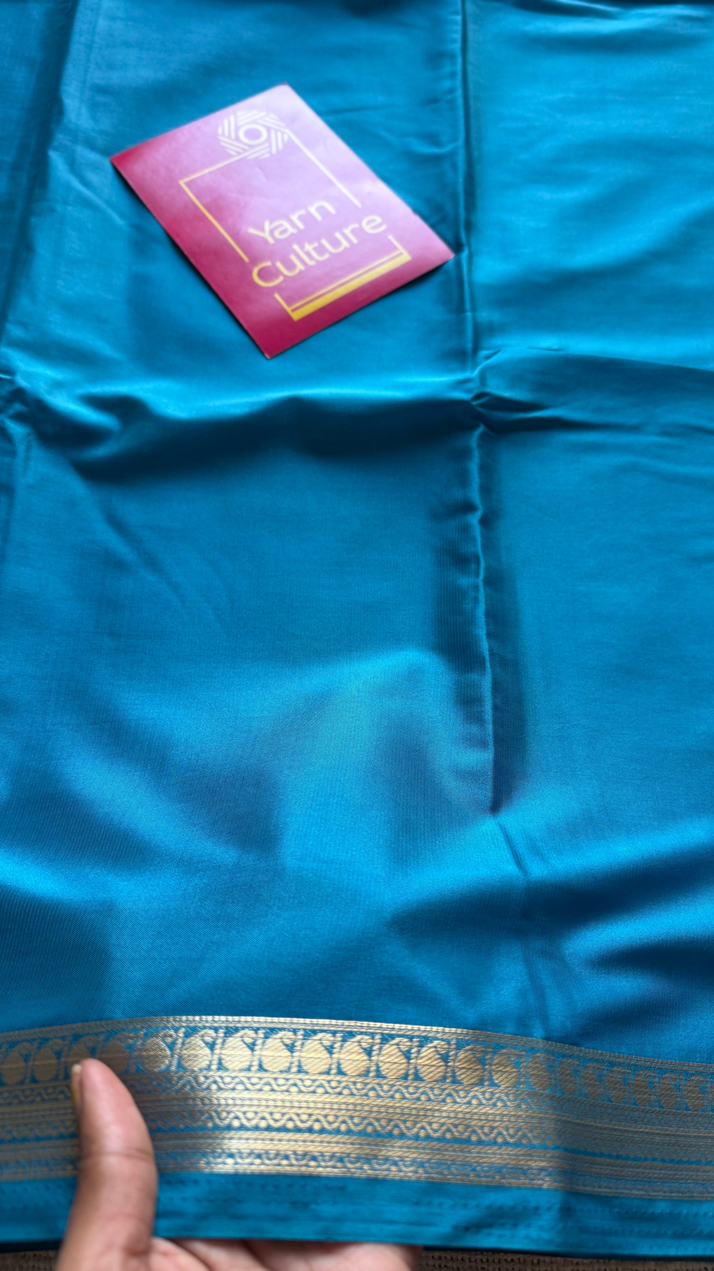 Aqua blue Mysore semi crepe silk saree - YCLOKFE237