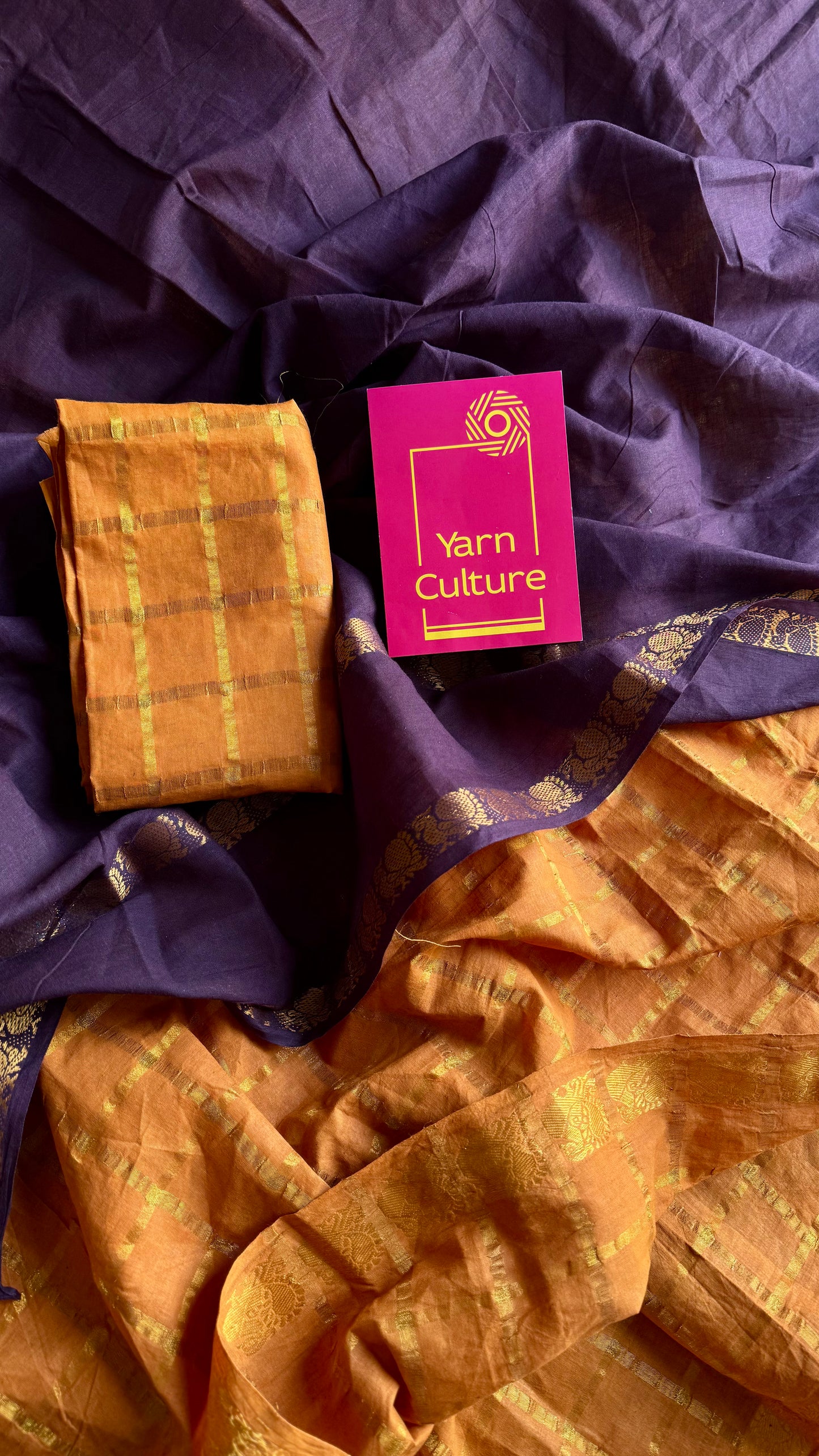 Samanthi (சாமந்தி) : brown with yellow, sungudi cotton - YCENOID03