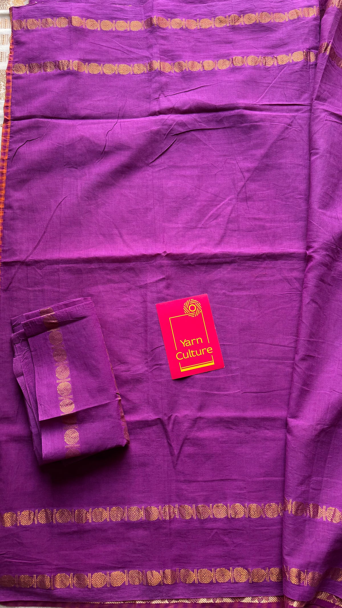 Orange and magenta with purple, sungudi and chettinad cotton half-half saree - YCCOTNIDOC38