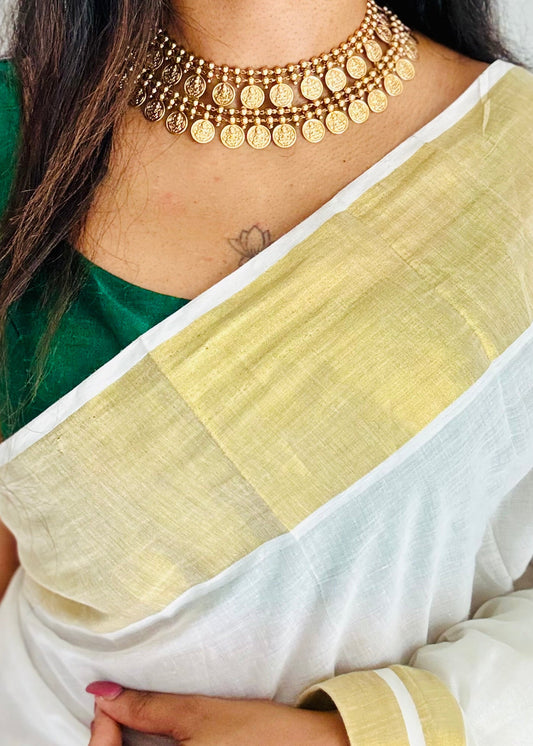 Double layered coin necklace (kaasumala) with earrings - YCGPNP738
