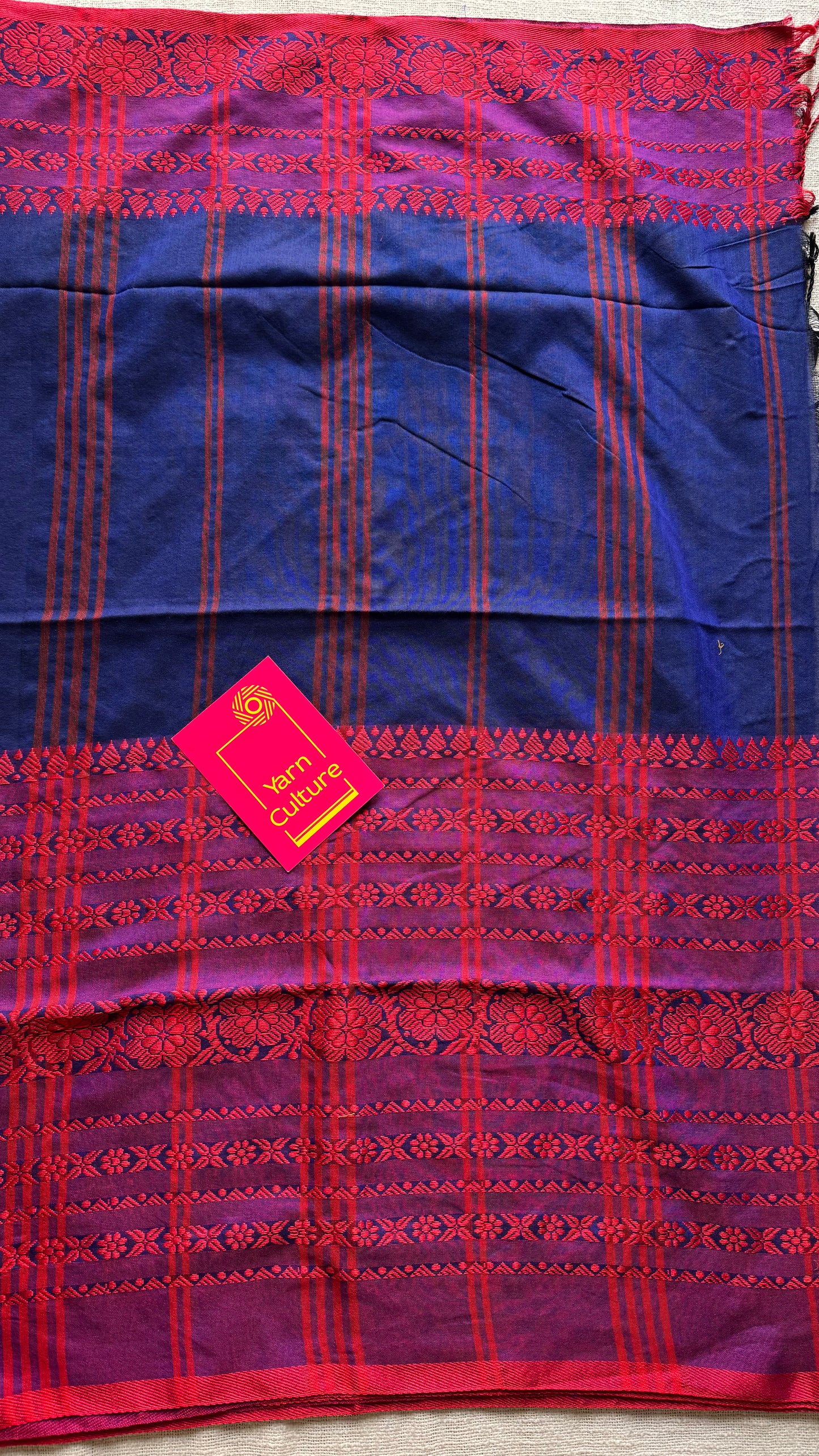 Blue with red and purple threadwork, begampuri soft cotton - YCBCBPJA200