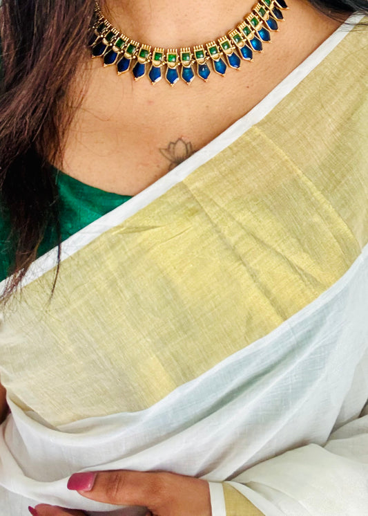 Blue nagapadam neckpiece, with earrings - YCGPNP757
