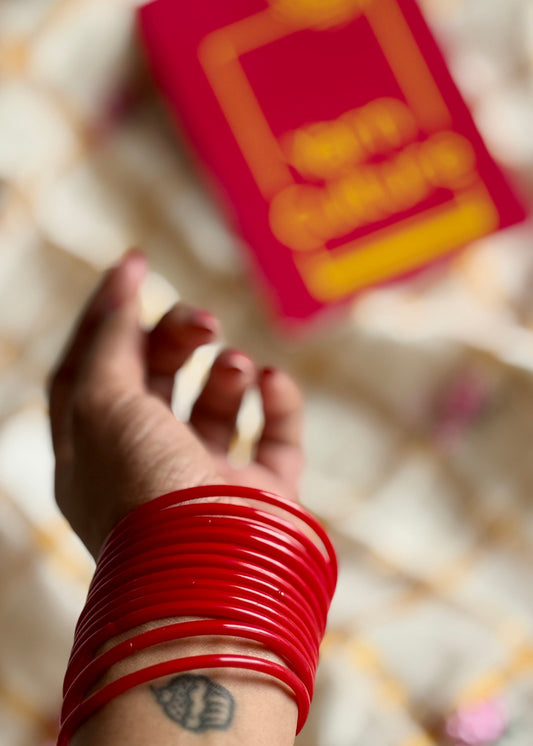 Red glass bangles, set of 12 - YCBANGL69
