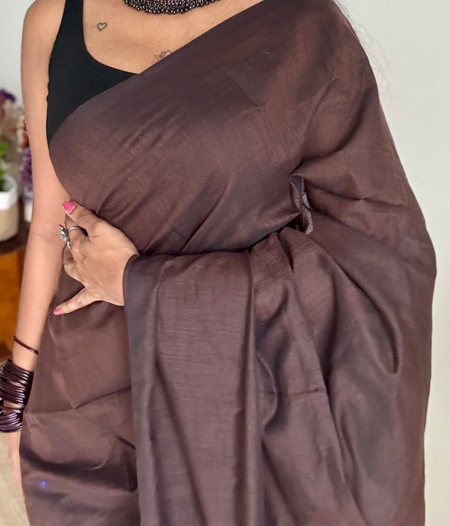 Brown soft cotton saree  - YCBCKCAP22