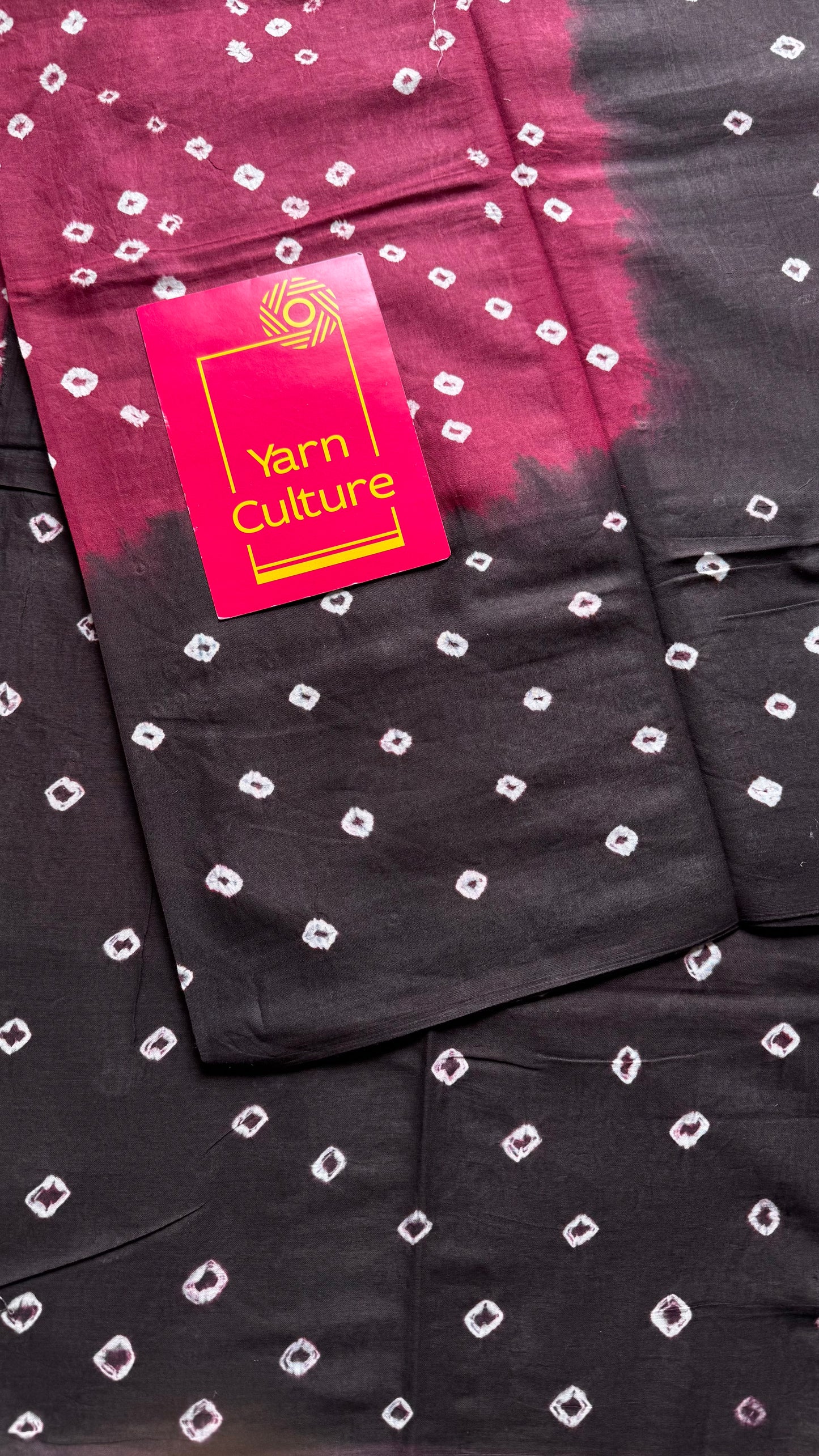 Maroon with black Sungudi/Bandhani, soft cotton - YCCOTNSEMS77