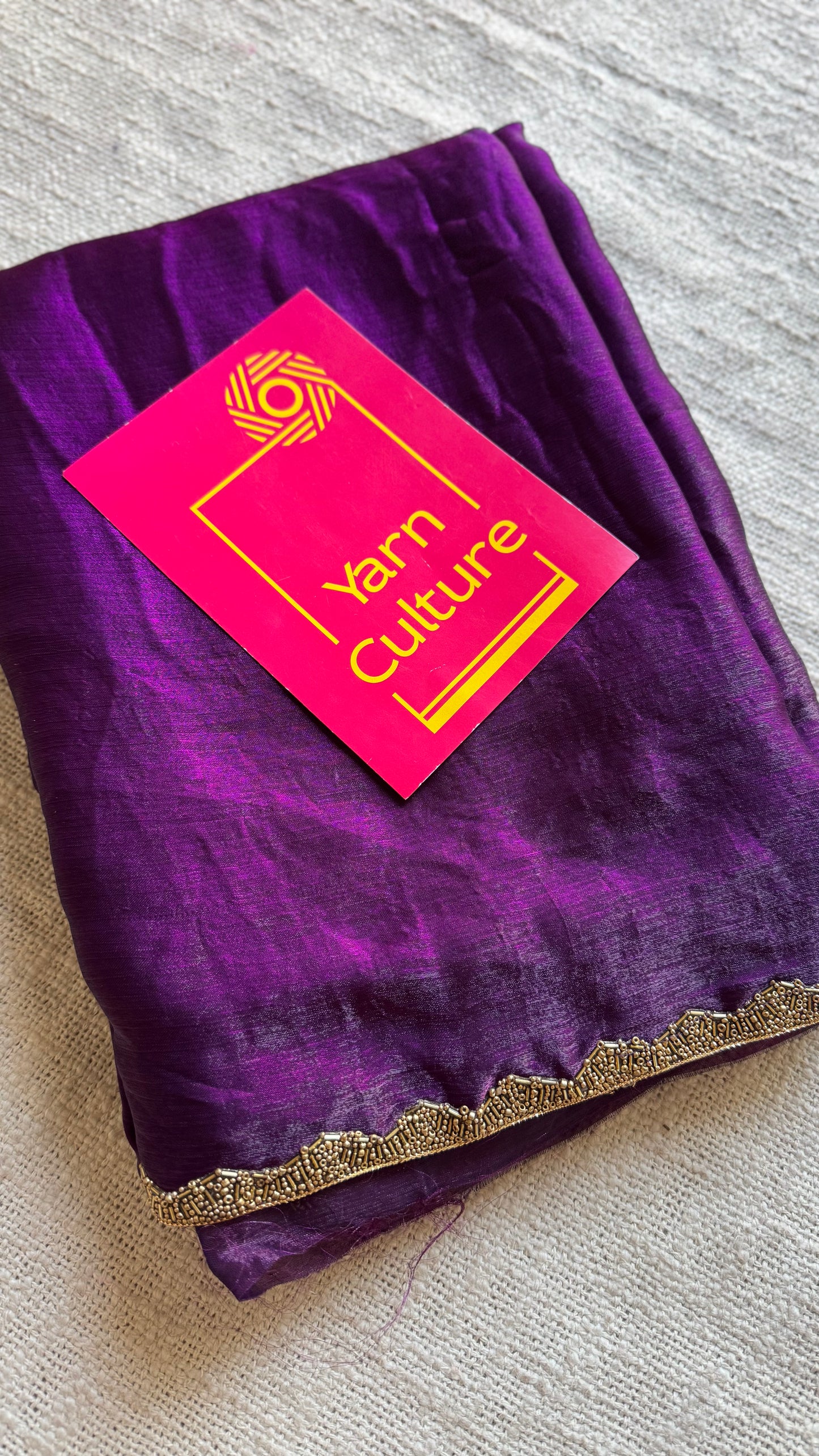 Playful Purple - royal hues, metallic dual tone space silk, embellished border - YCDOSDE62