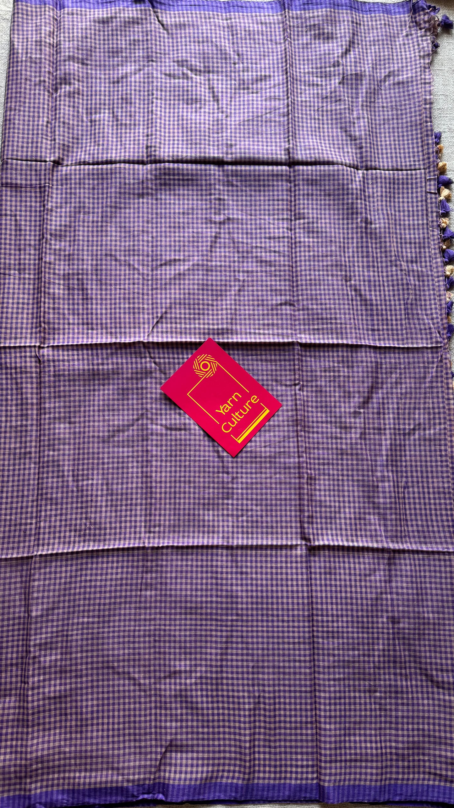 Purple and cream mul, micro checks - YCBCMCNO05