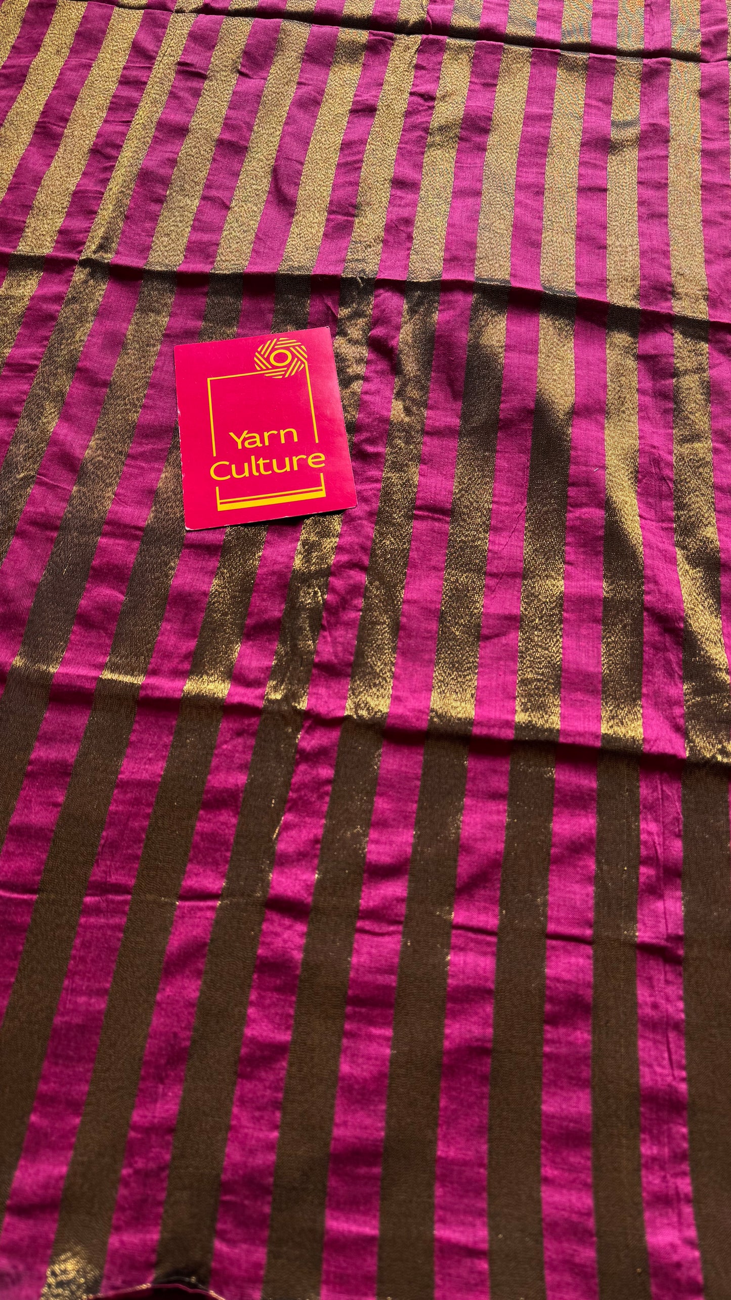 Berry pink khadi with antique gold pallu - YCBCKZPSE07