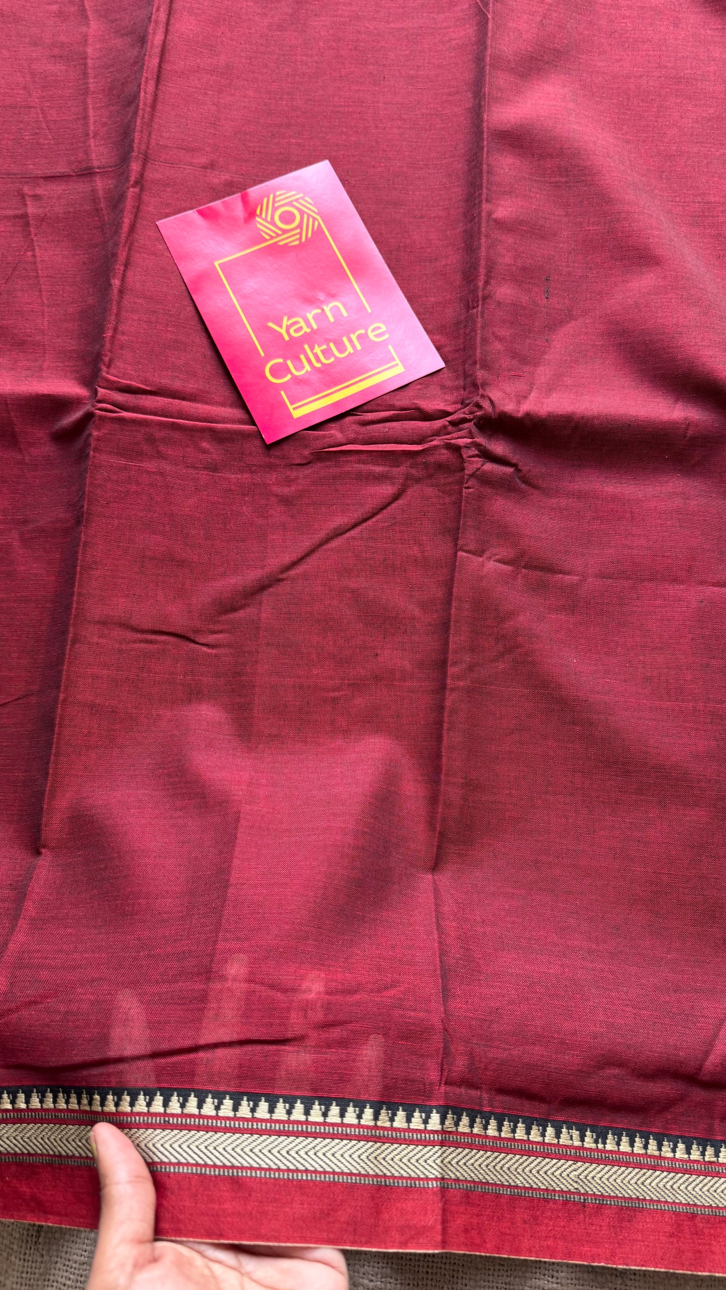 Maroon with red border narayanpet saree, soft cotton - YCWOTDNPFE30