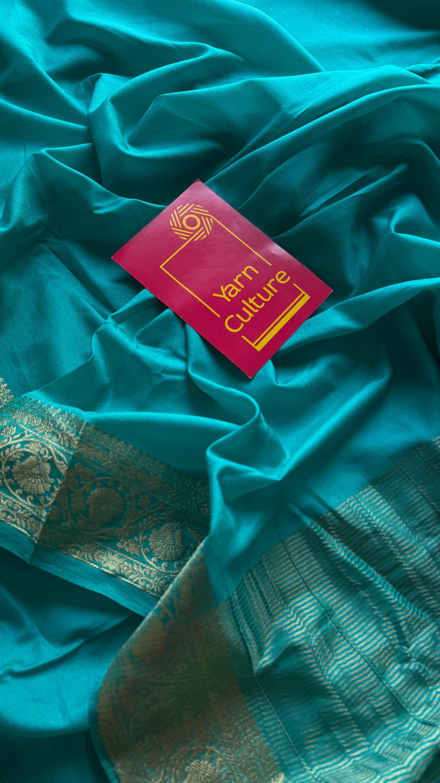 Turquoise Mysore semi crepe silk saree - YCLOKFE241