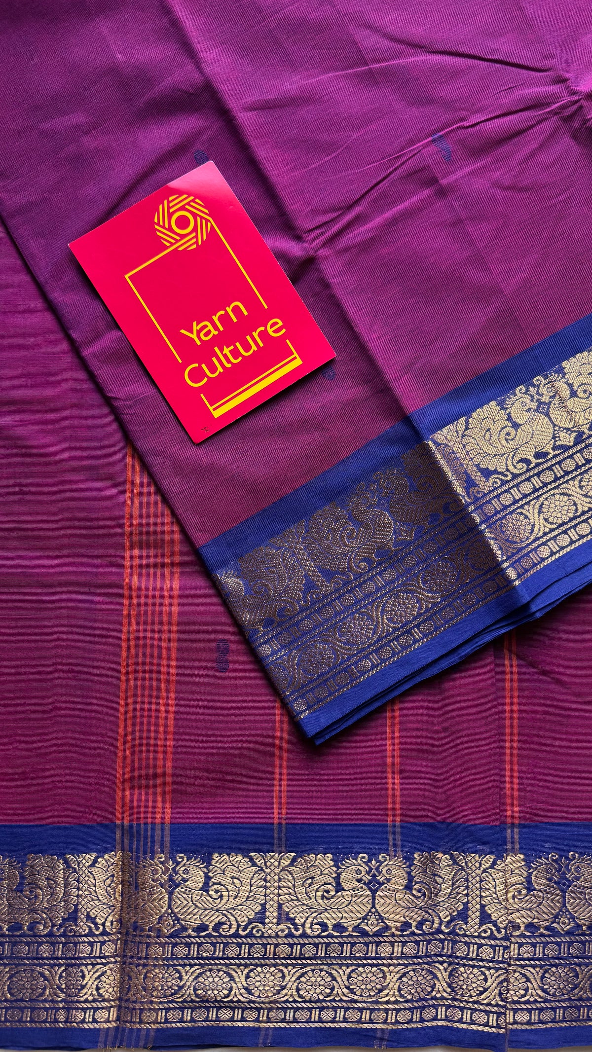 Purple pink with royal blue zari border chettinad cotton saree - YCCOTNCKSE15