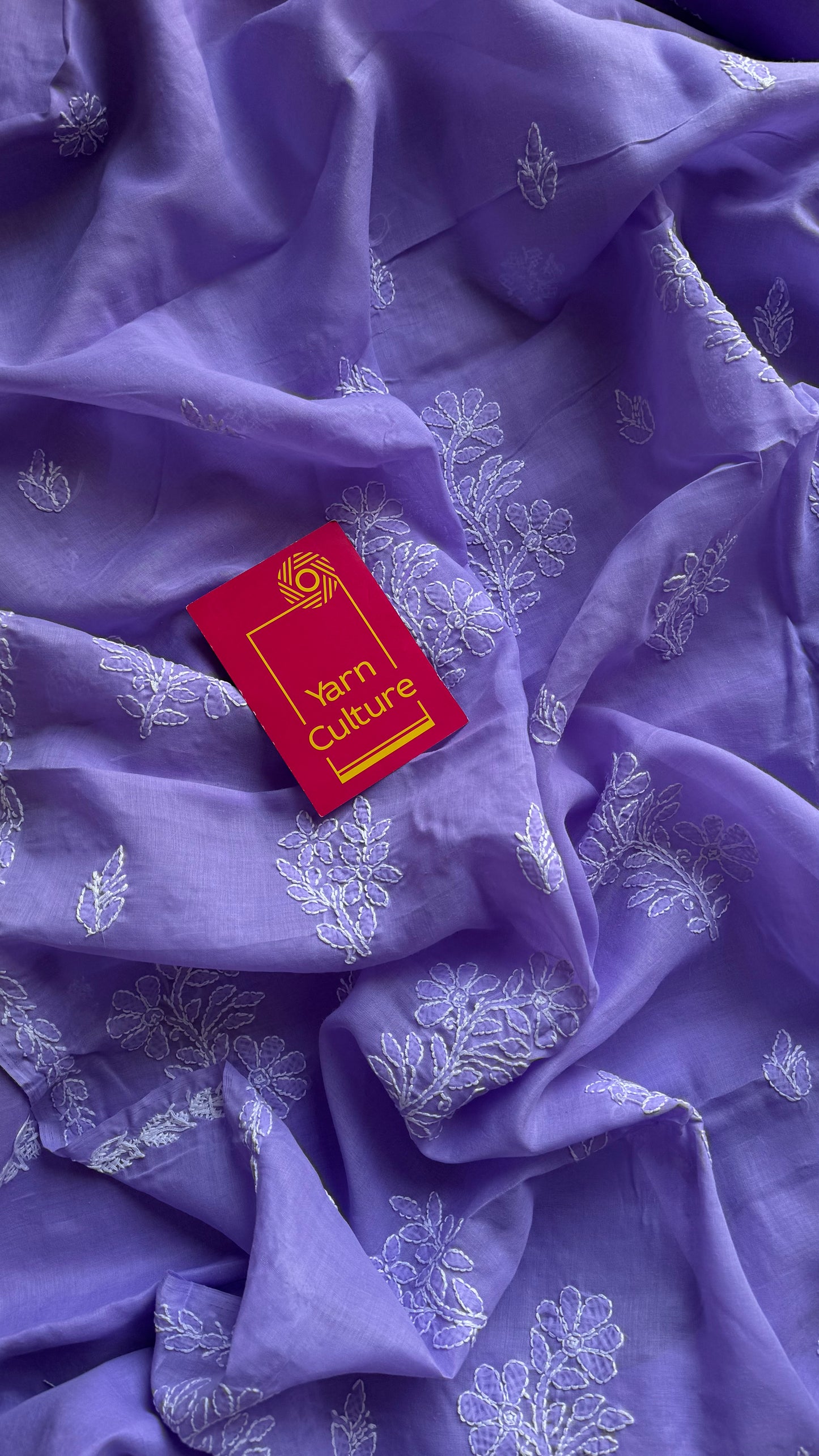 Inaya - lilac hand-embroidered chikankari cotton saree - YCLCKFE419