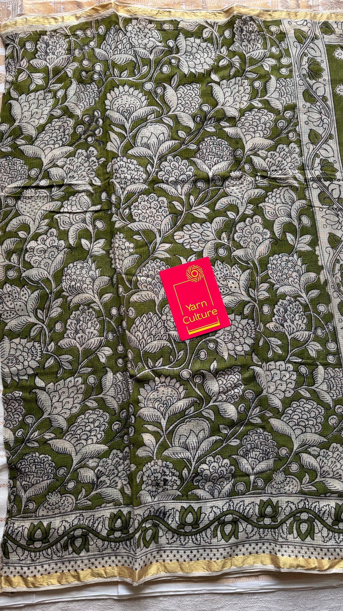 Light green floral kalamkari saree in kota - YCWOTDMA358
