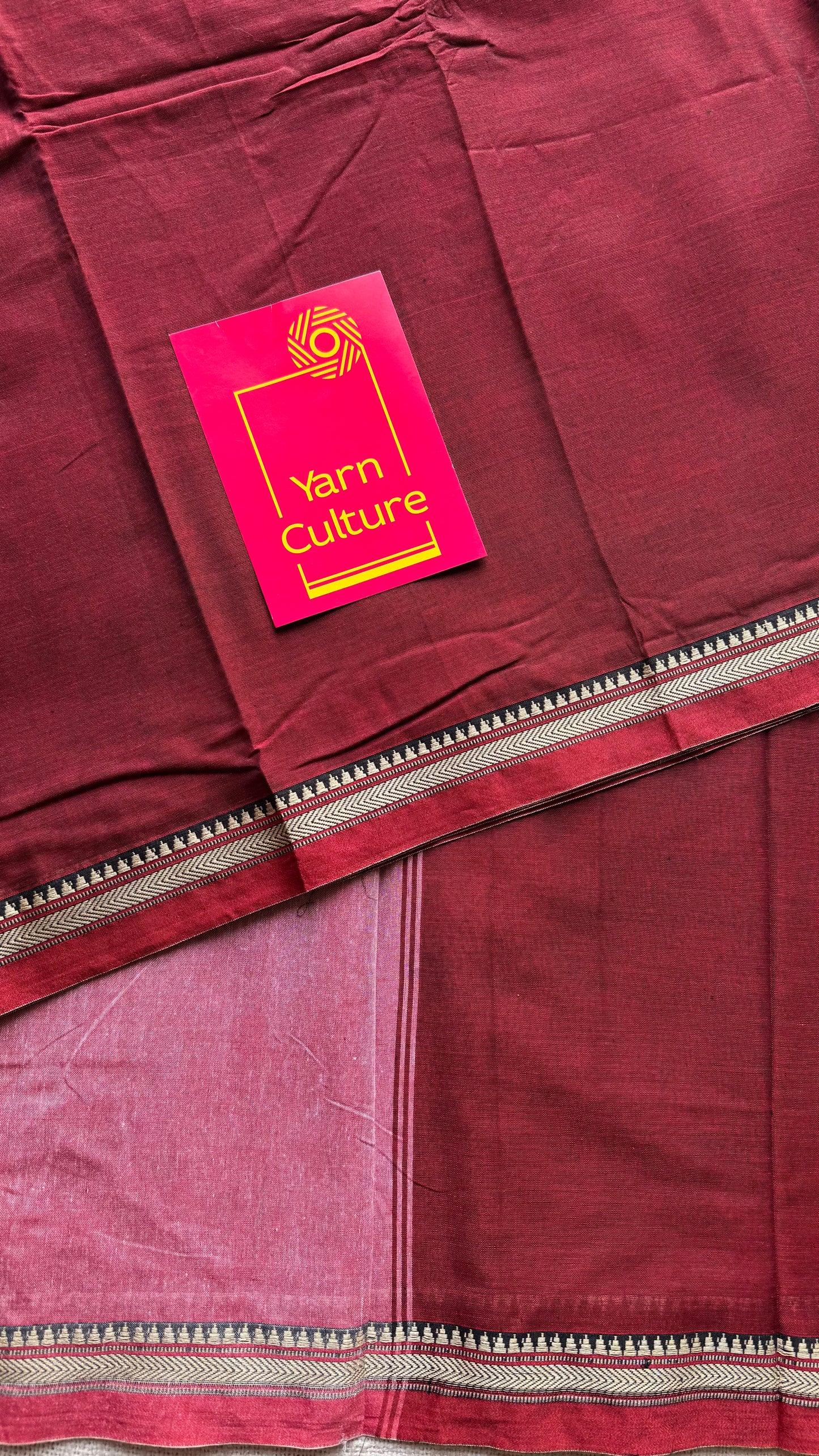 Maroon with red border narayanpet saree, soft cotton - YCWOTDNPFE30
