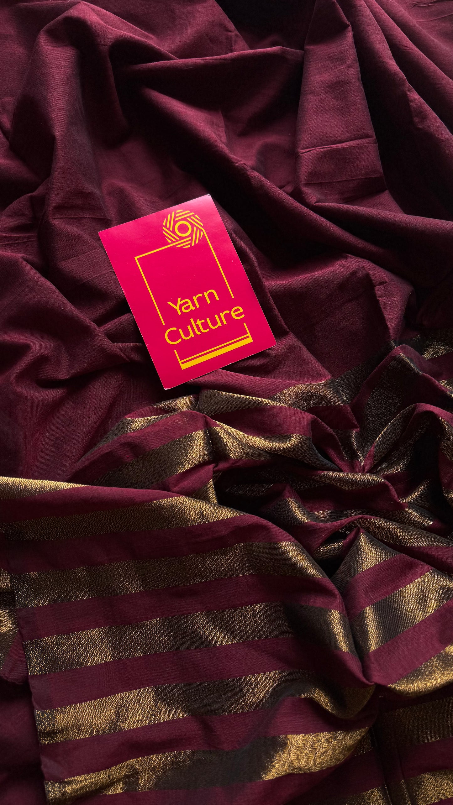 Maroon khadi with antique gold pallu - YCBCKZPSE05