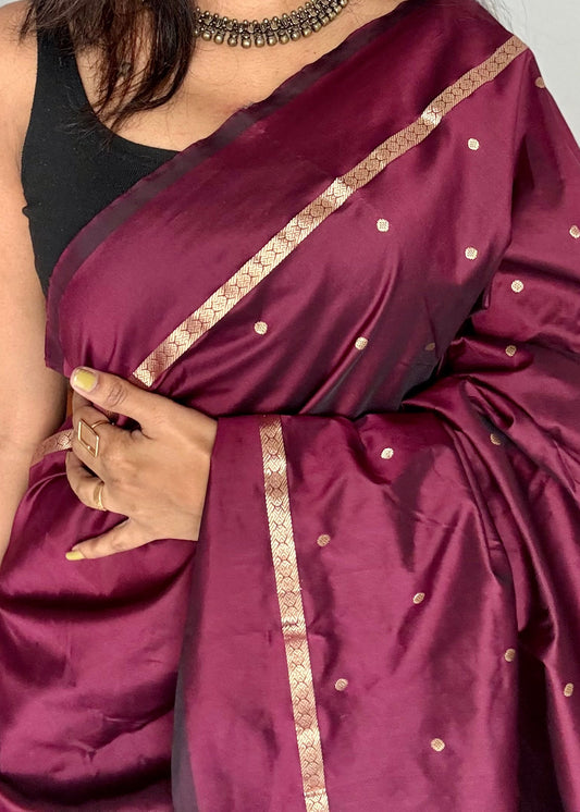 Maroon single zari line kanchi semi silk saree - YCSOKSSFE42