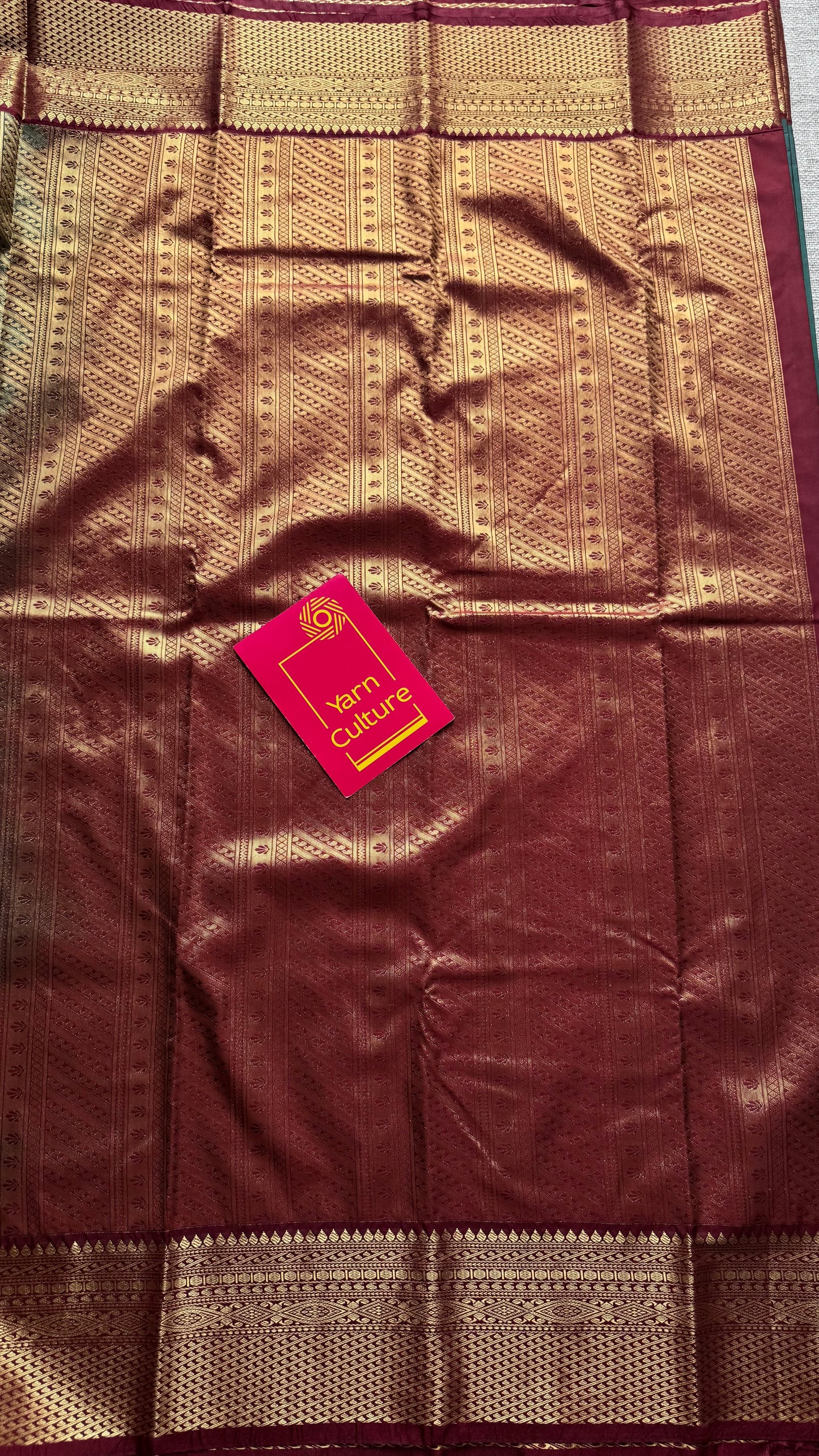 Harini - Emerald green with maroon, handloom korvai semi silk - YCCOTNFEJUKS07