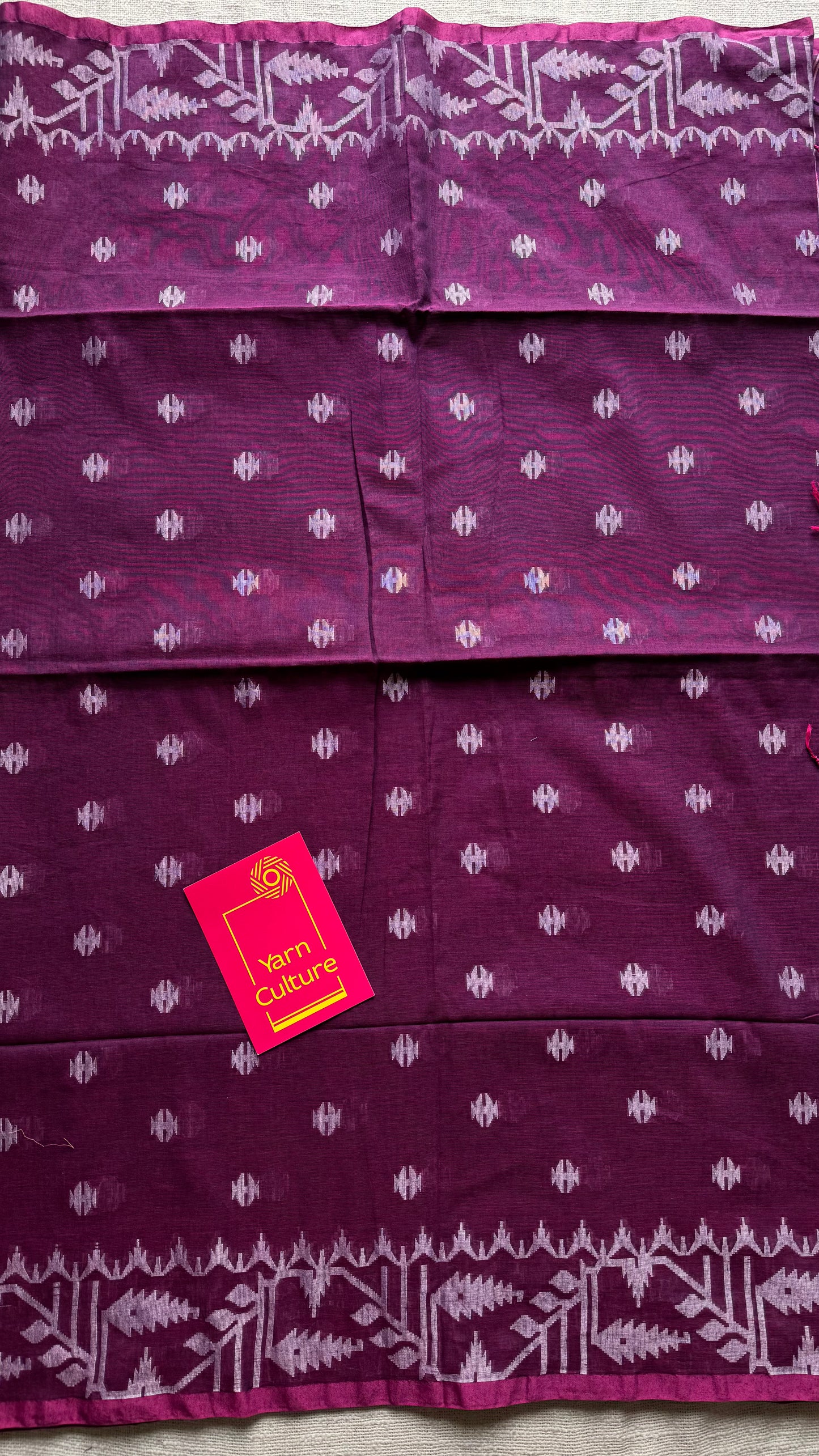 Purple double tone jamdani in soft cotton - YCBCKJJA138